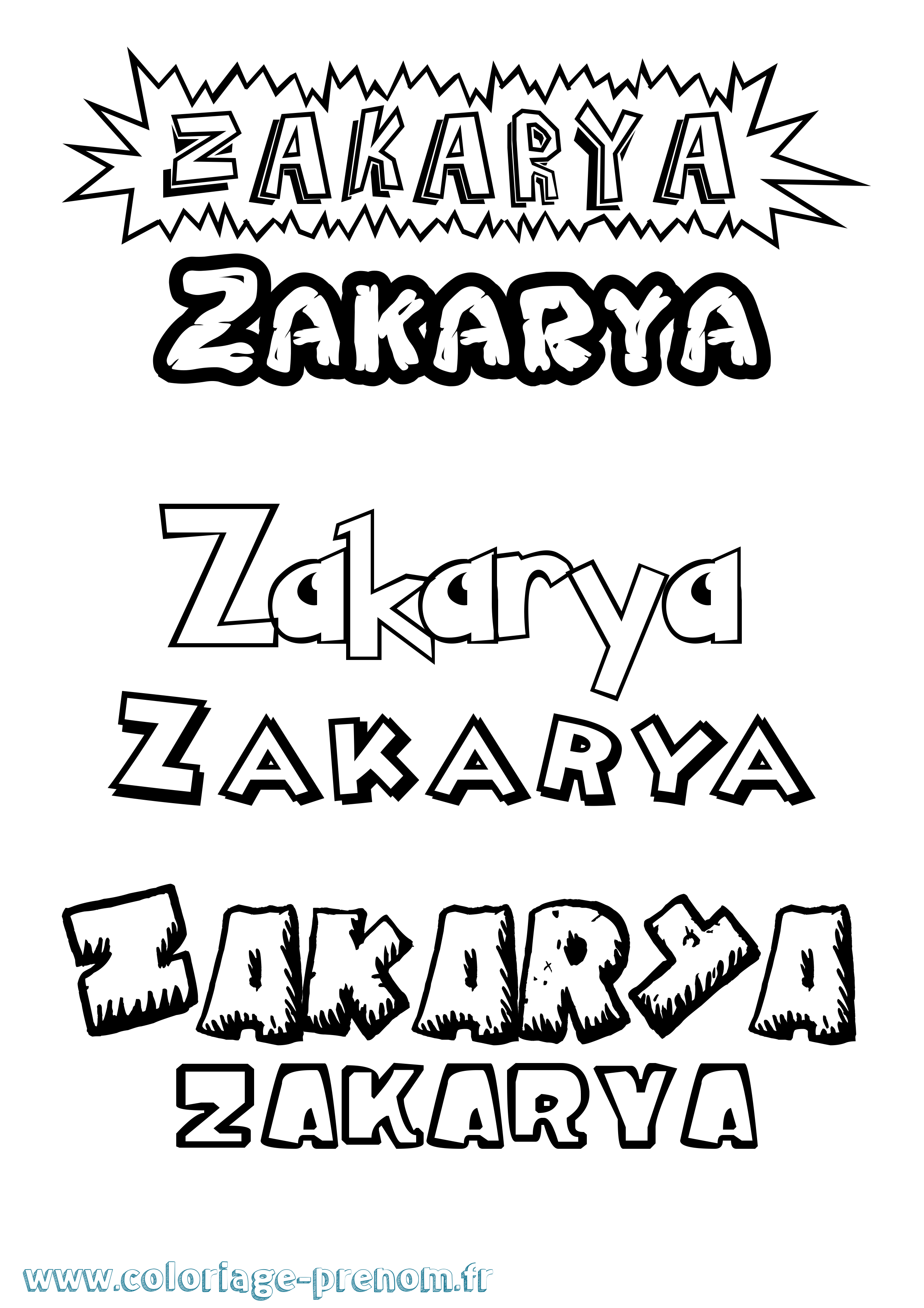 Coloriage Zakarya Coloriage prénom Zakarya