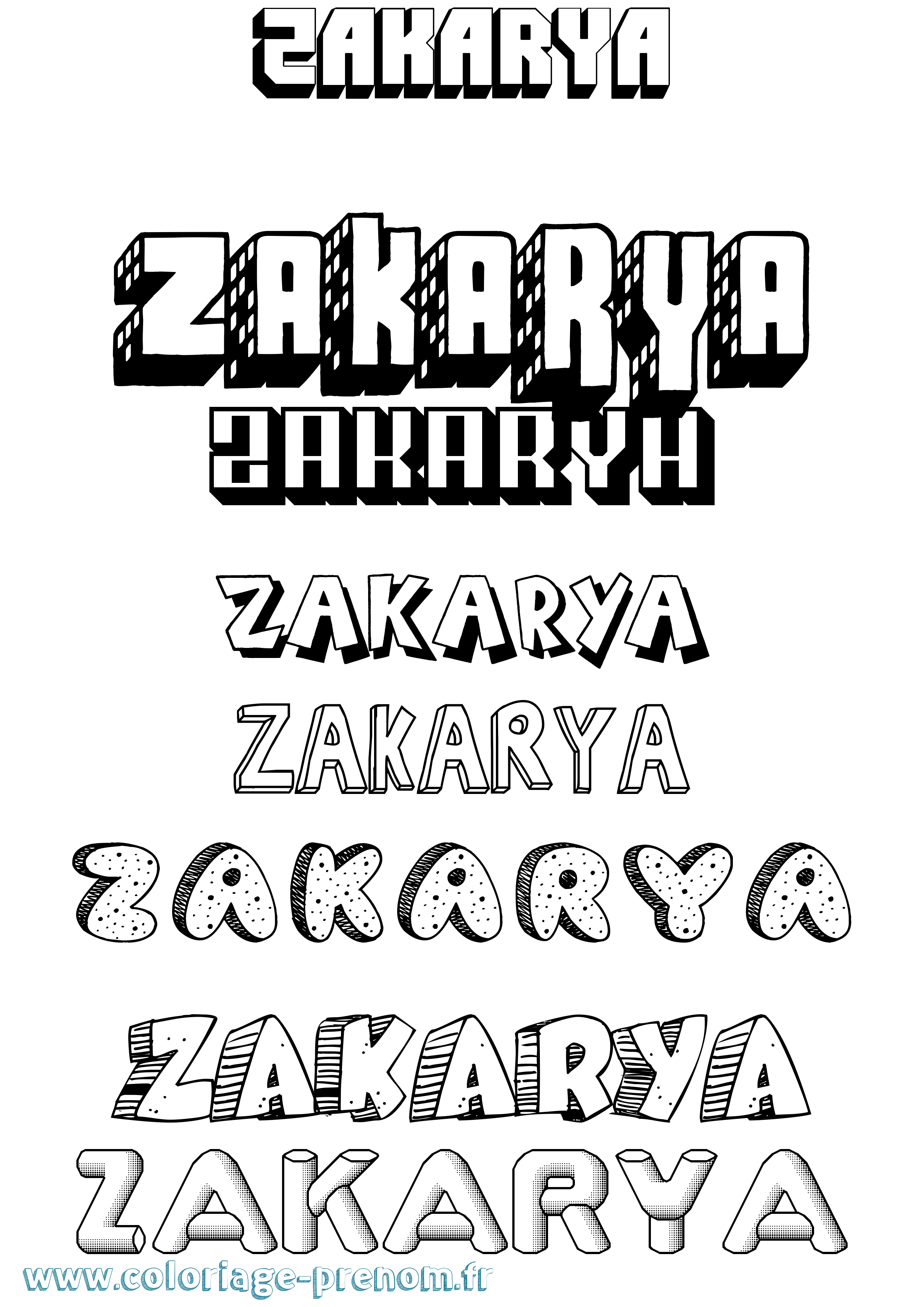 Coloriage Zakarya Coloriage prénom Zakarya