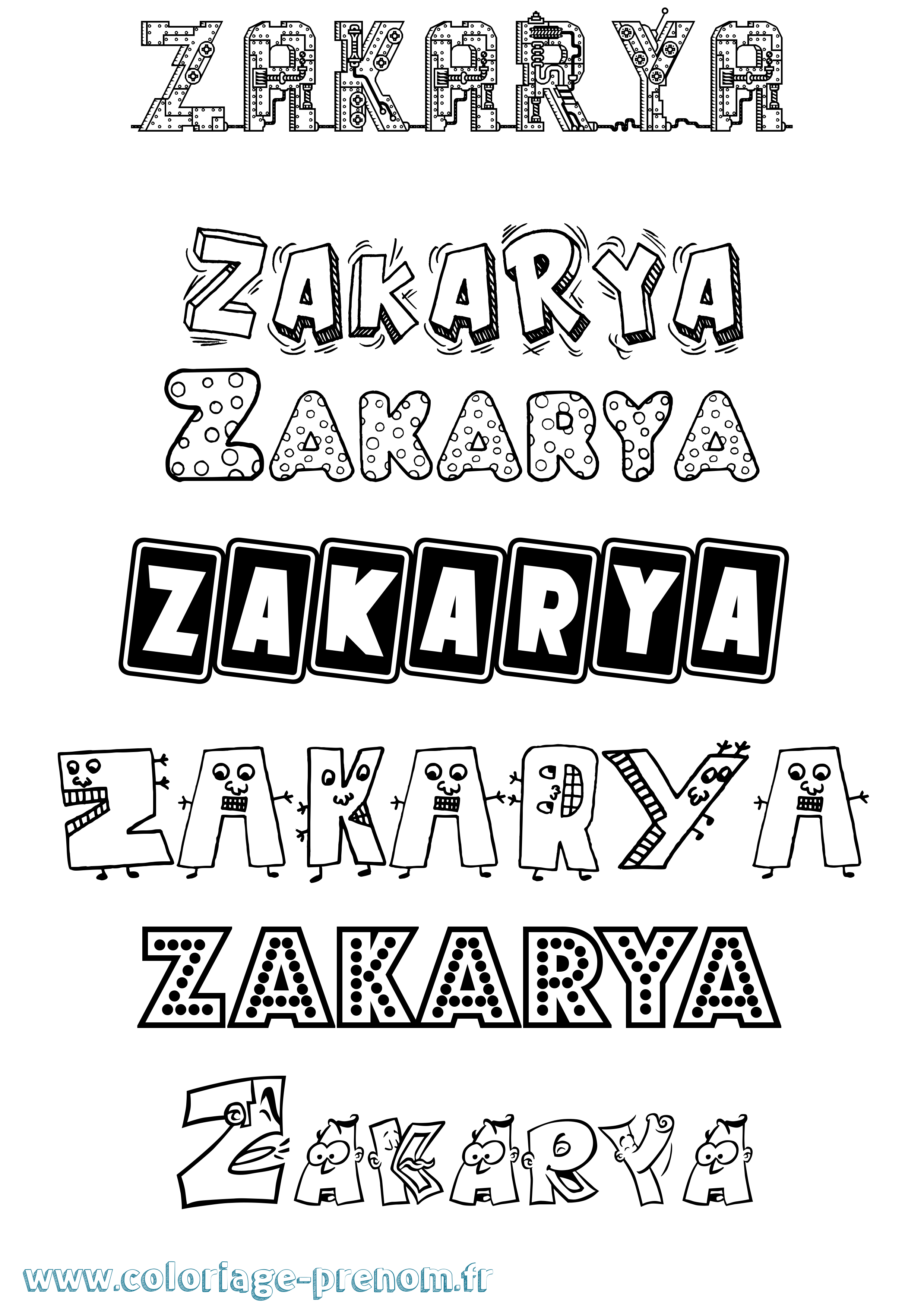 Coloriage Zakarya Coloriage prénom Zakarya