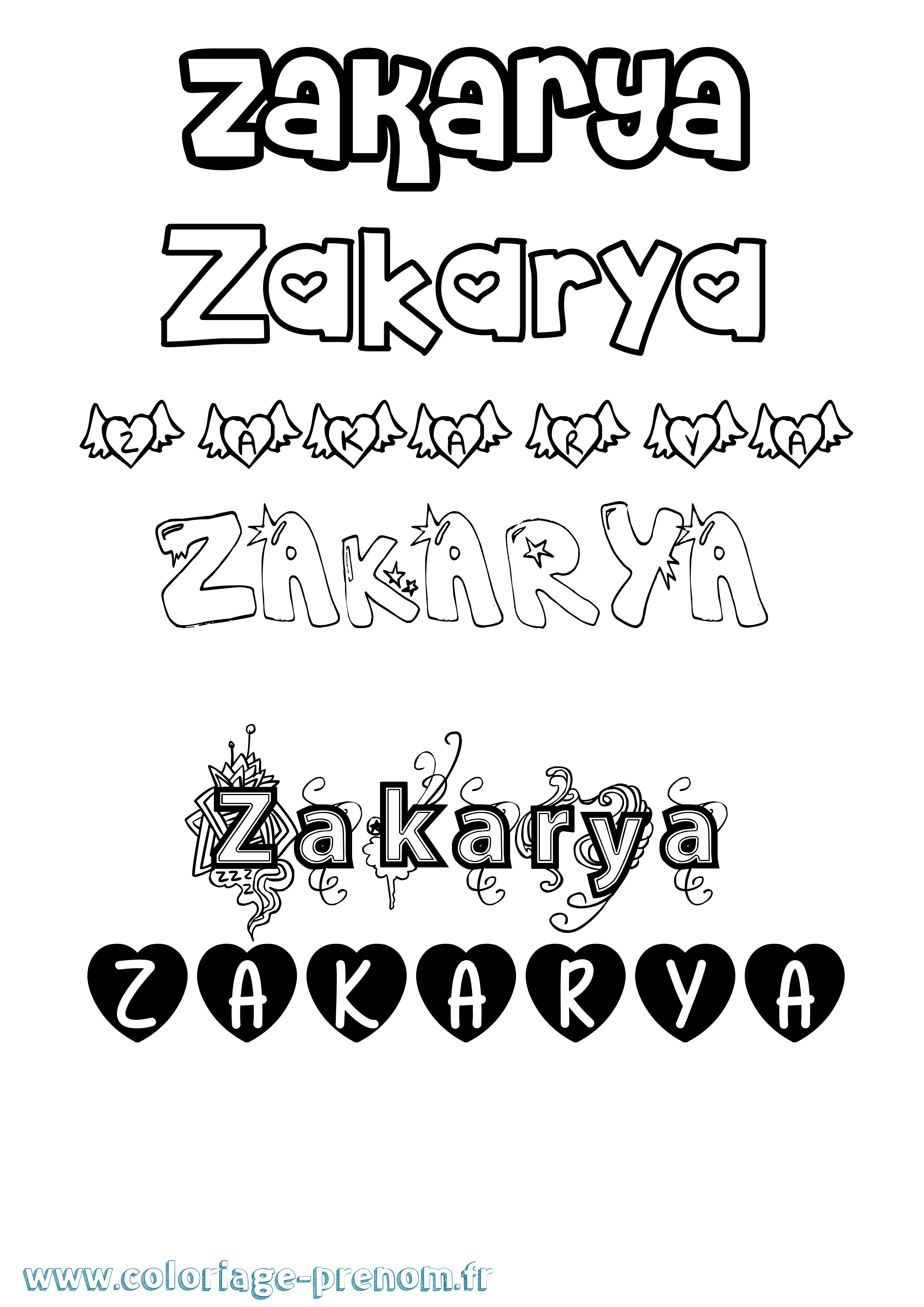 Coloriage prénom Zakarya