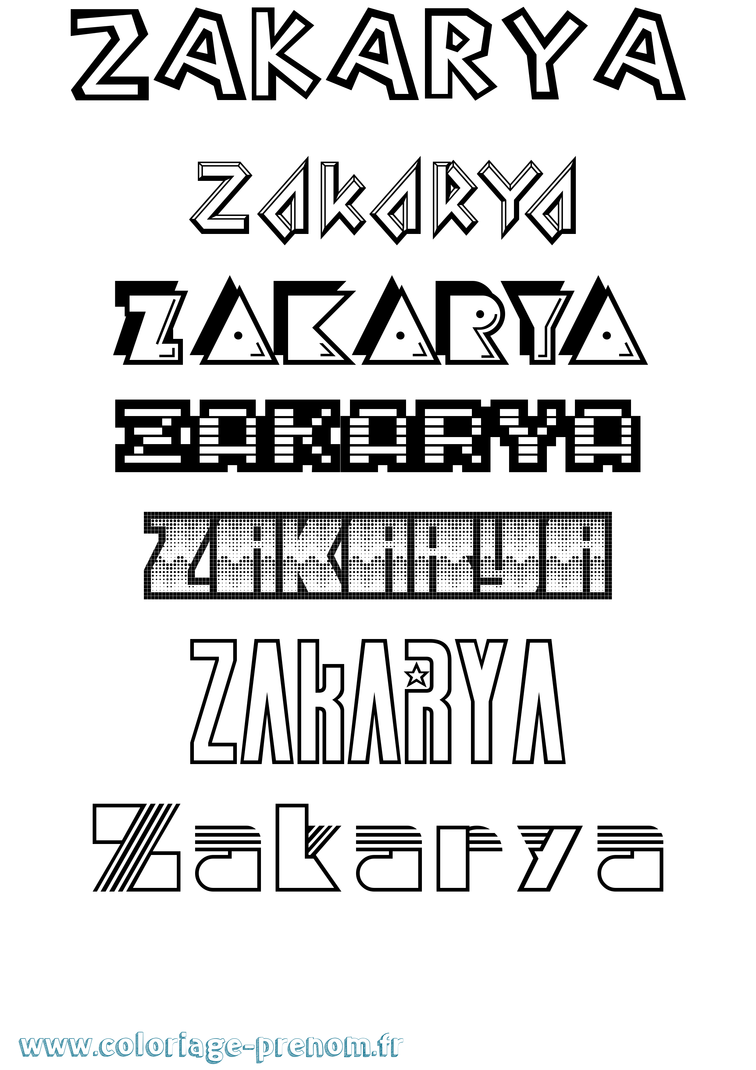 Coloriage Zakarya Coloriage prénom Zakarya