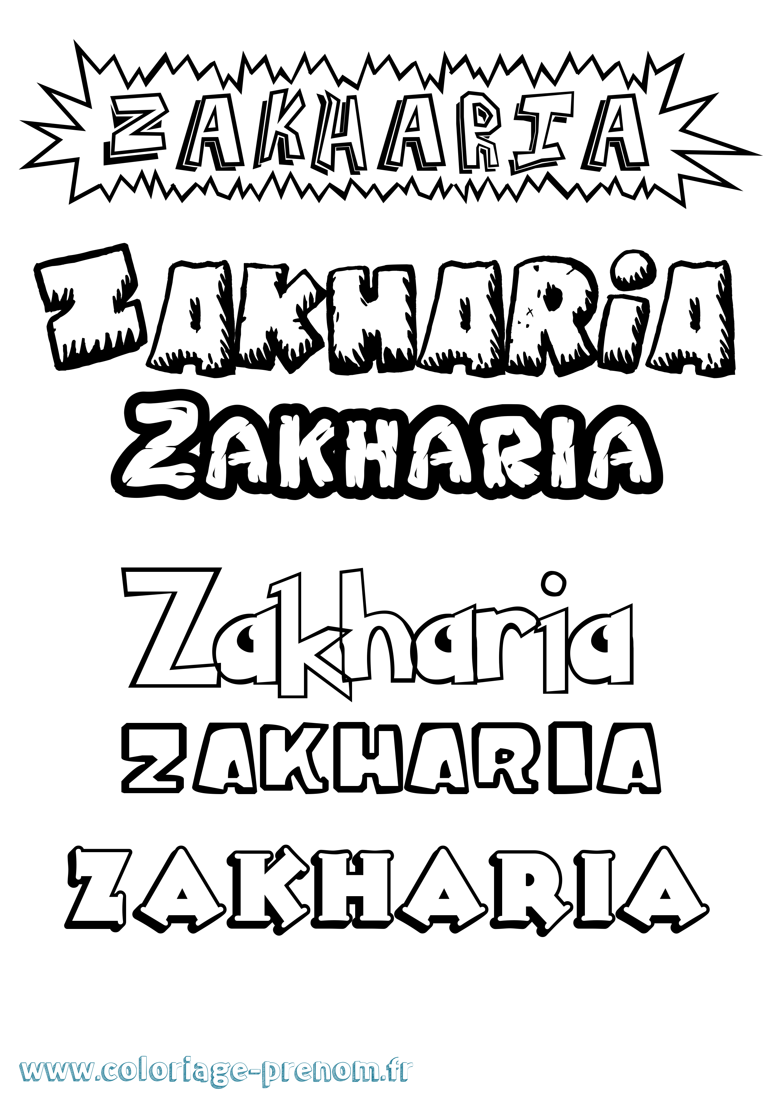 Coloriage Zakharia Dessin Animé Coloriage prénom Zakharia Dessin Animé