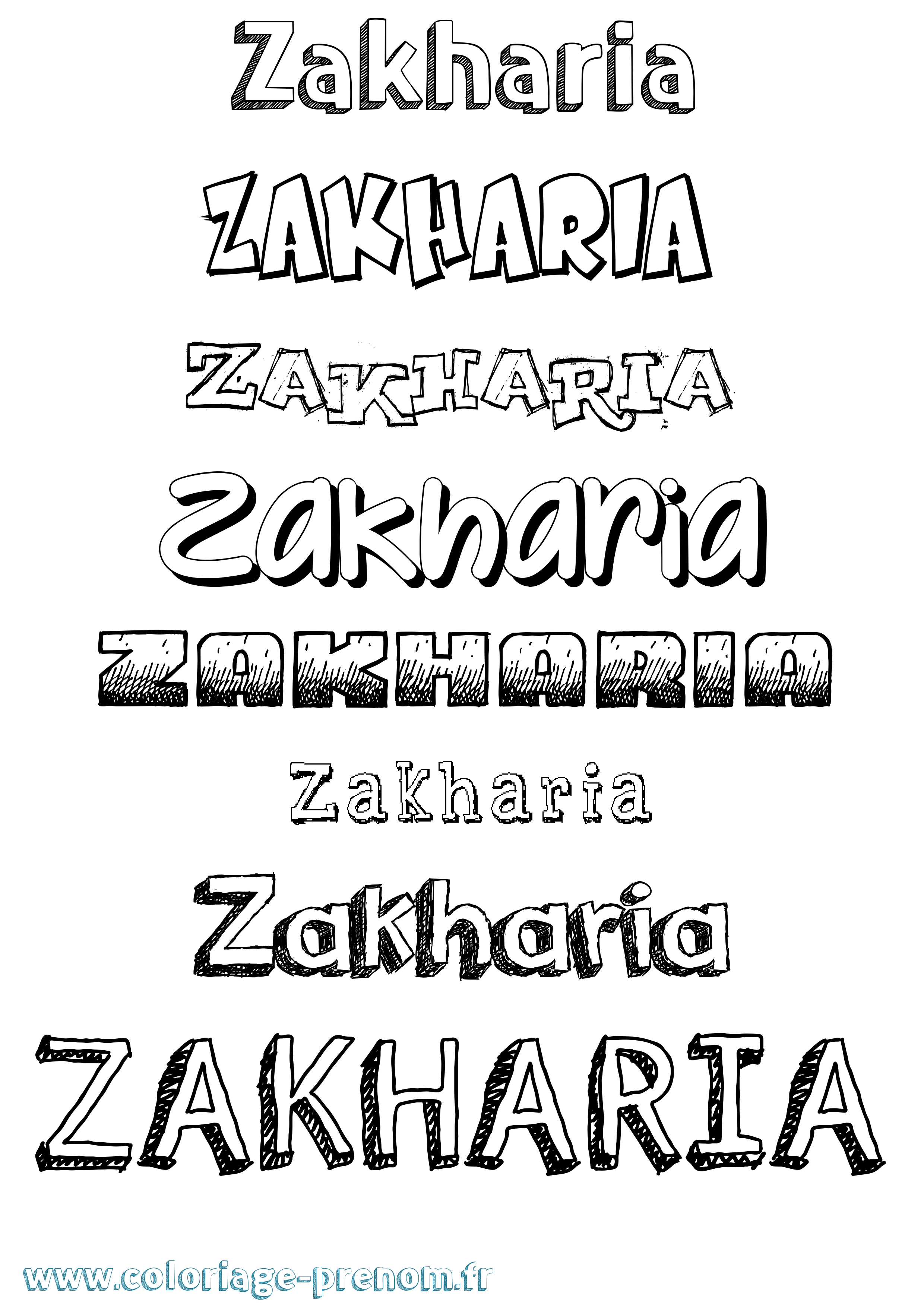 Coloriage Zakharia Dessiné Coloriage prénom Zakharia Dessiné