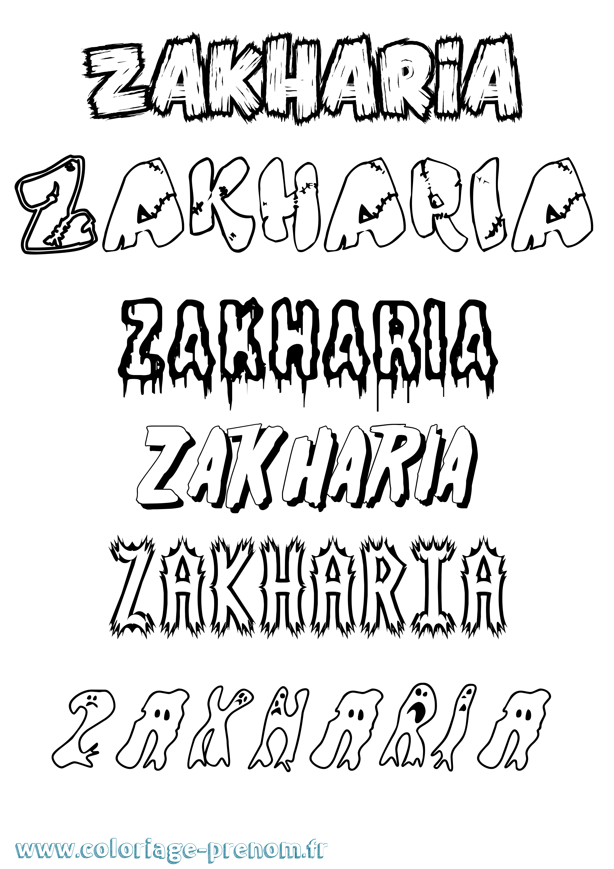 Coloriage Zakharia Frisson Coloriage prénom Zakharia Frisson