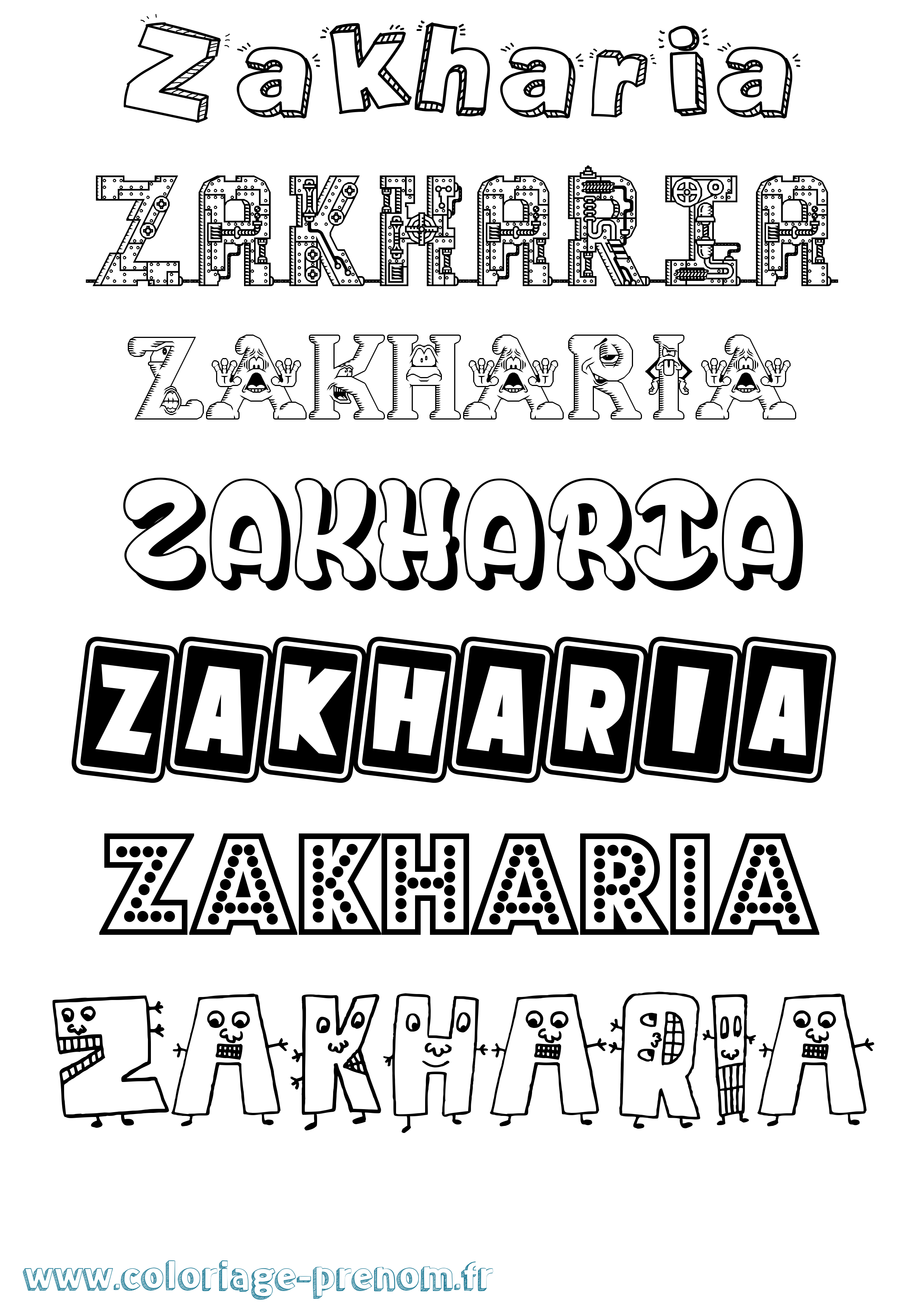 Coloriage Zakharia Fun Coloriage prénom Zakharia Fun