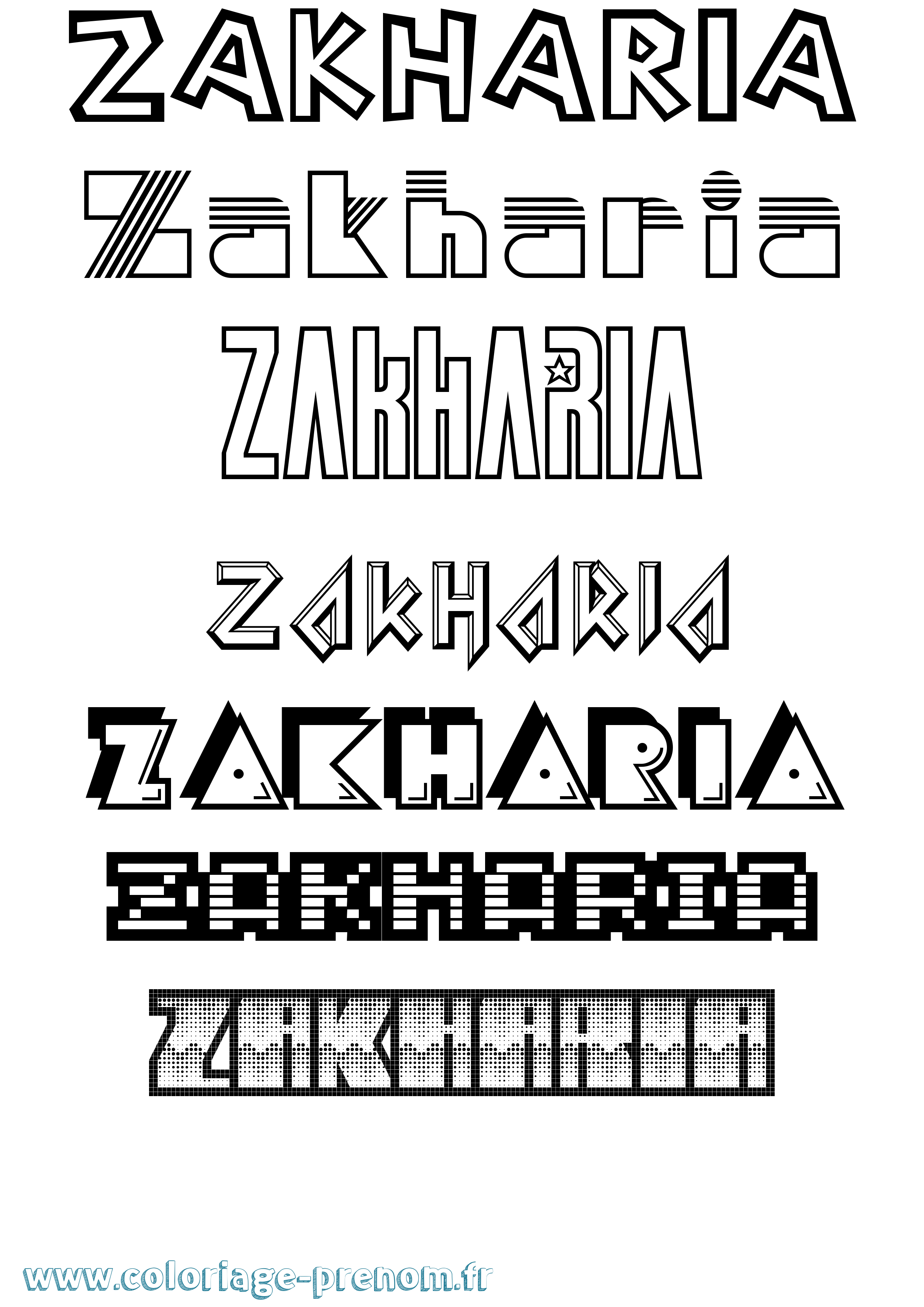 Coloriage Zakharia Jeux Vidéos Coloriage prénom Zakharia Jeux Vidéos