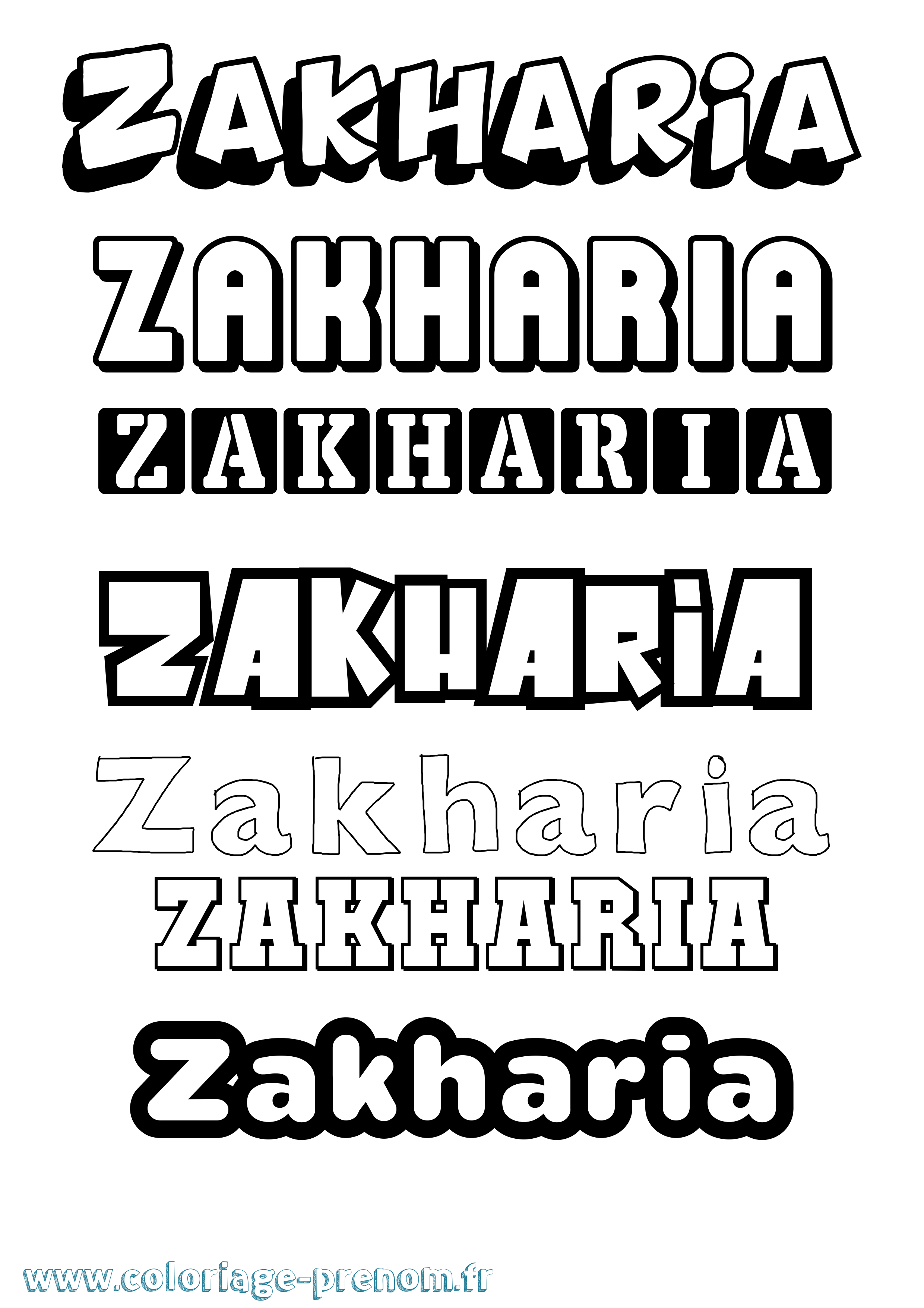 Coloriage Zakharia Simple Coloriage prénom Zakharia Simple