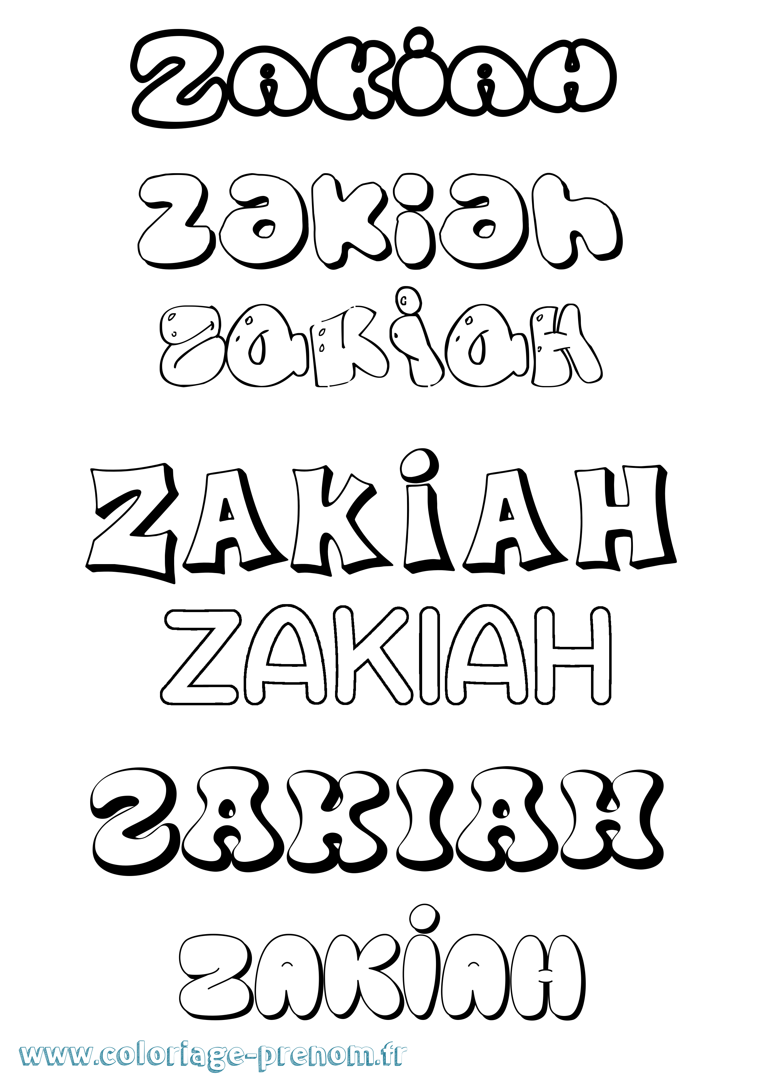 Coloriage Zakiah Bubble Coloriage prénom Zakiah Bubble