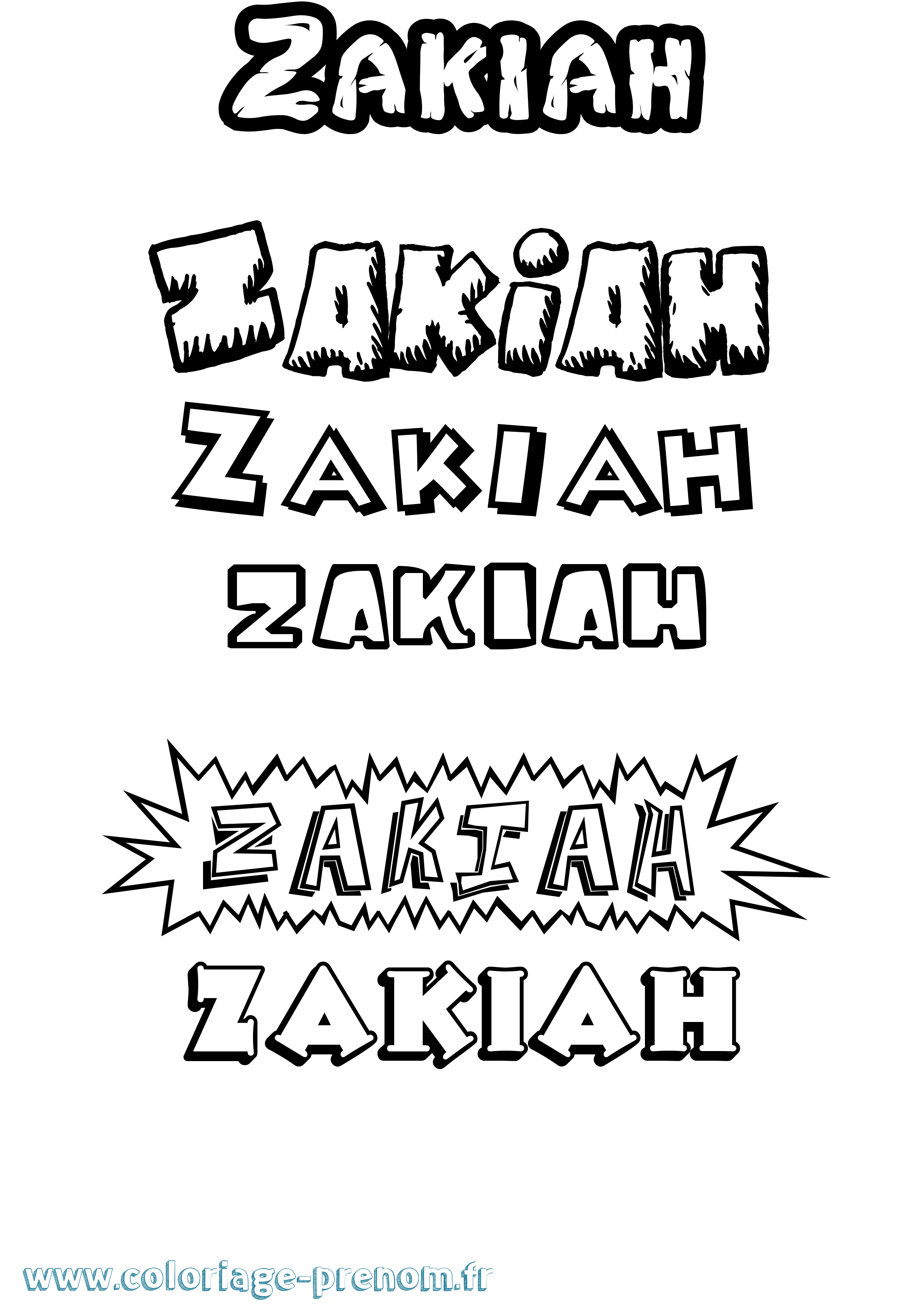 Coloriage Zakiah Dessin Animé Coloriage prénom Zakiah Dessin Animé