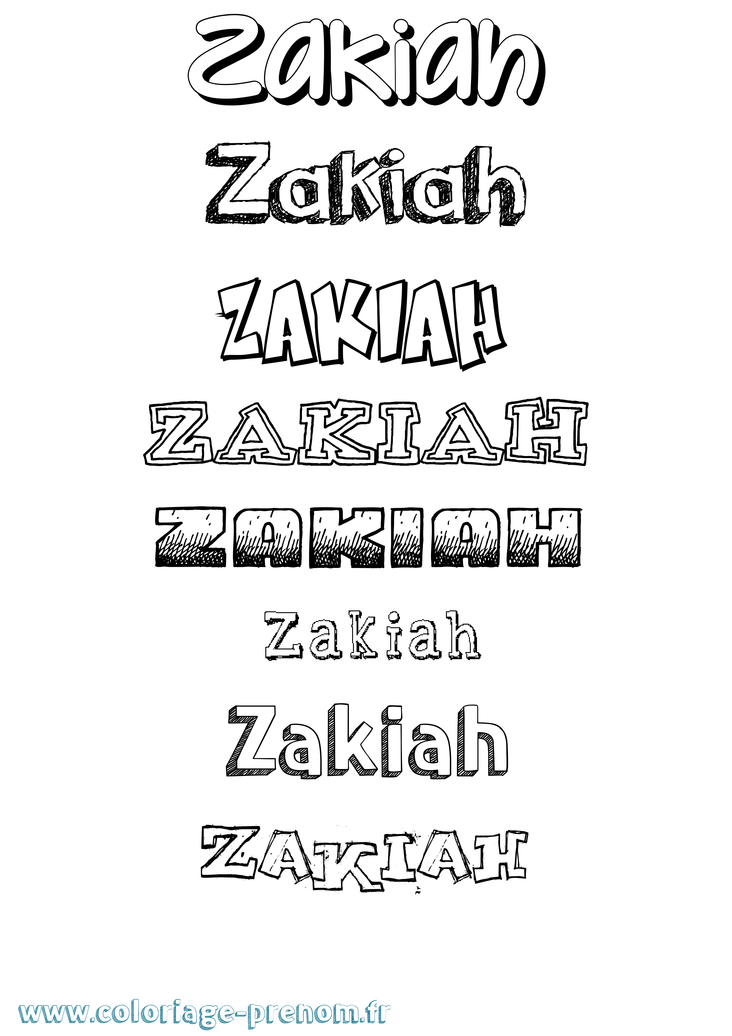 Coloriage Zakiah Dessiné Coloriage prénom Zakiah Dessiné