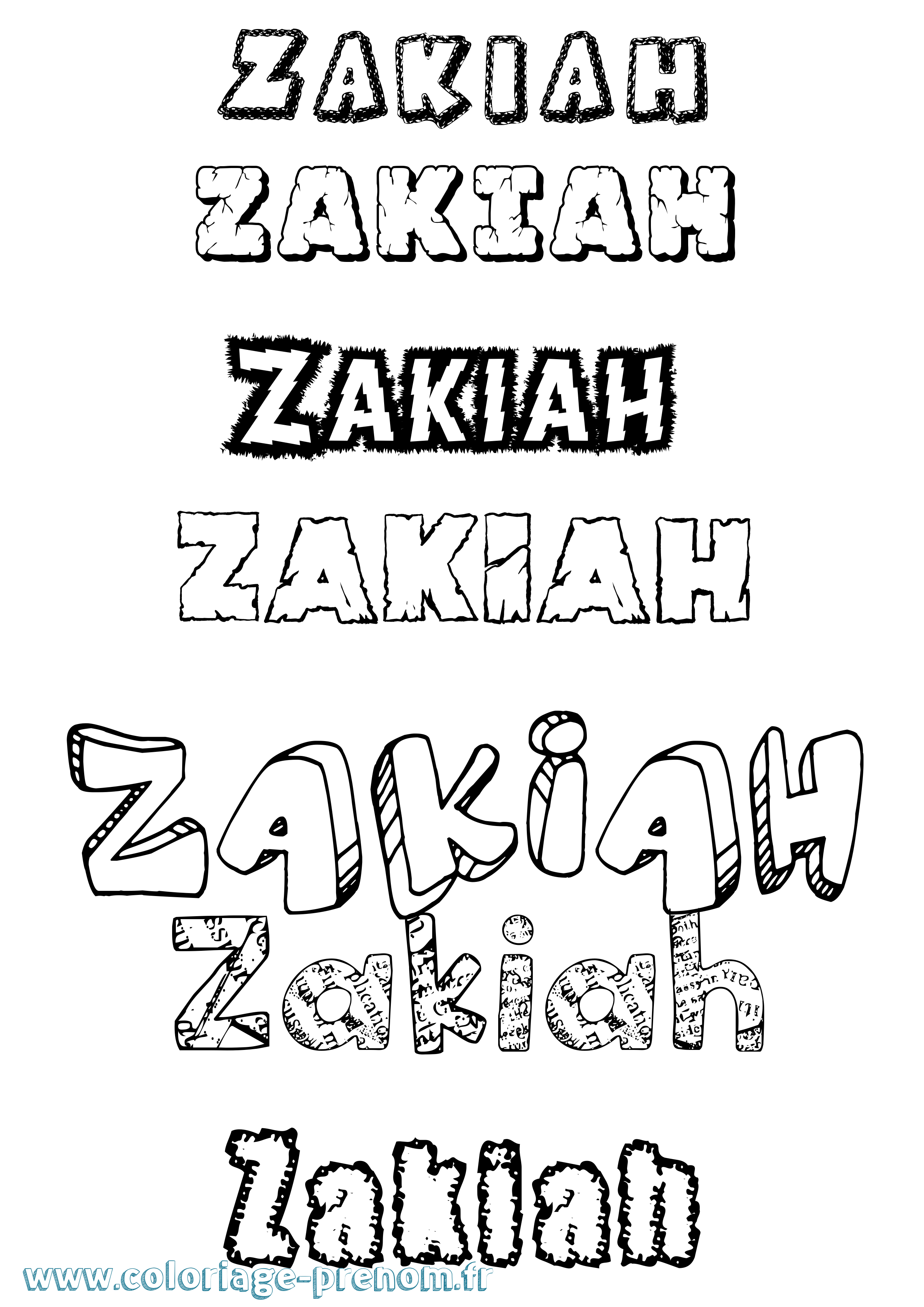 Coloriage Zakiah Destructuré Coloriage prénom Zakiah Destructuré
