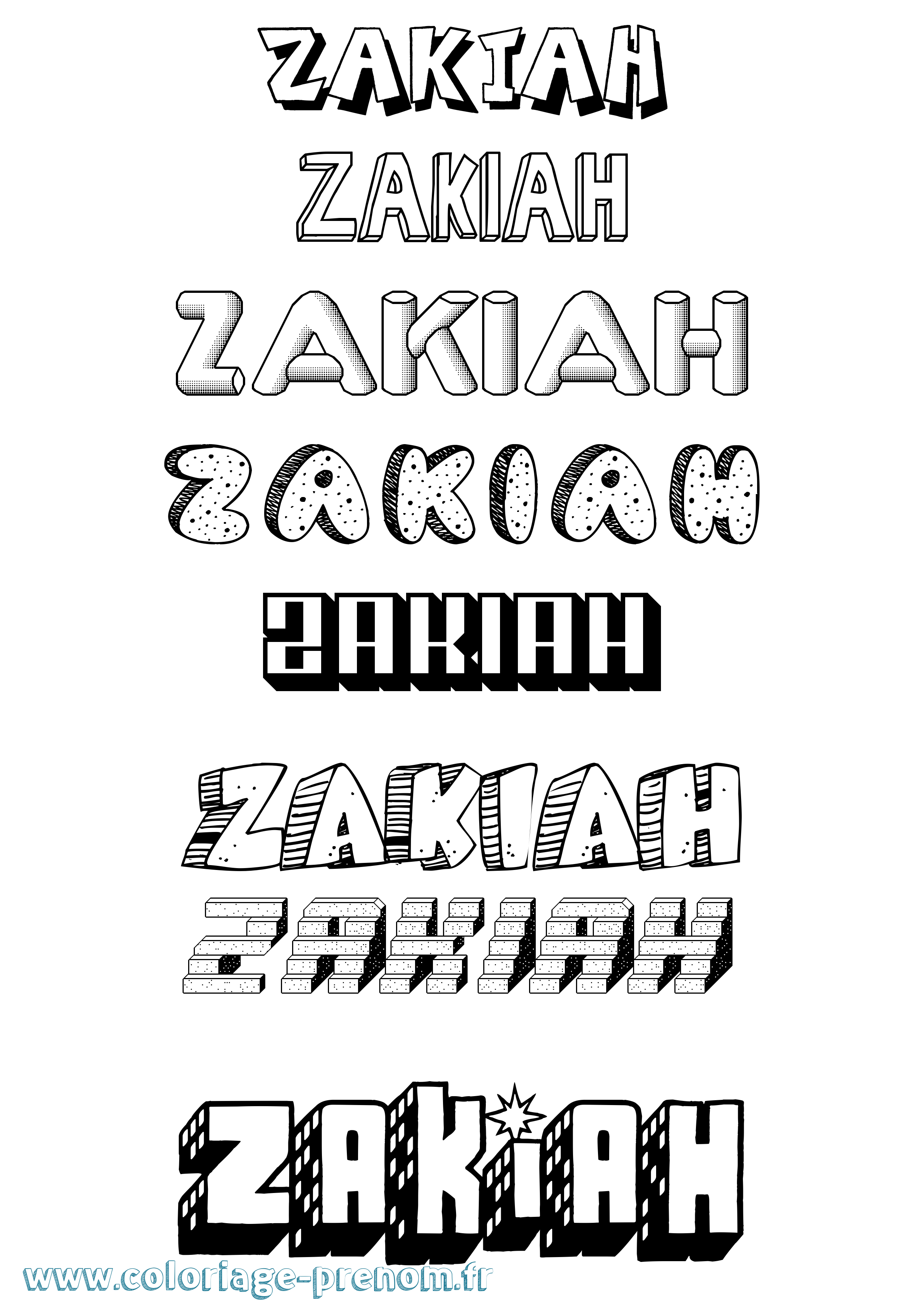 Coloriage Zakiah Effet 3D Coloriage prénom Zakiah Effet 3D