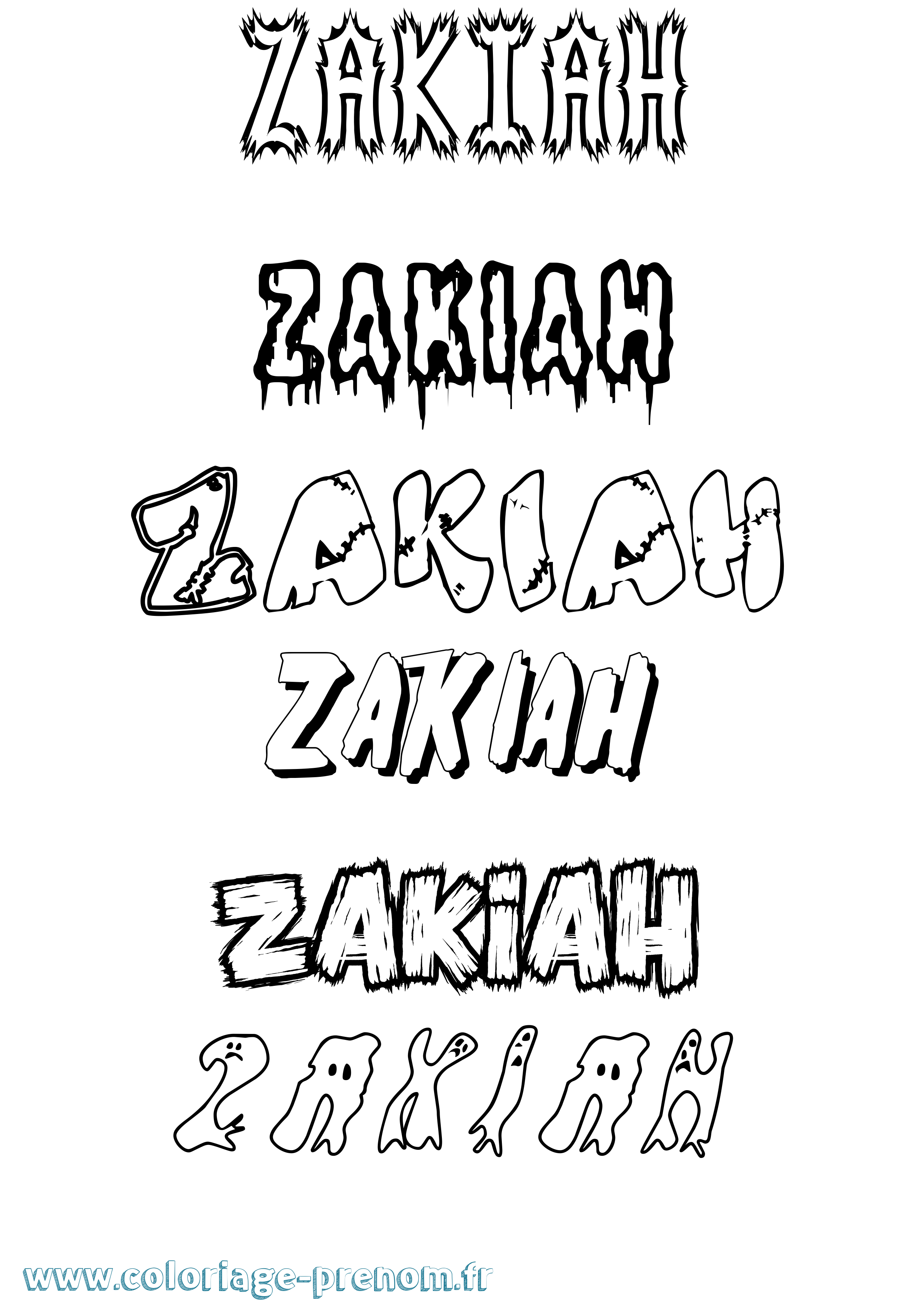 Coloriage Zakiah Frisson Coloriage prénom Zakiah Frisson