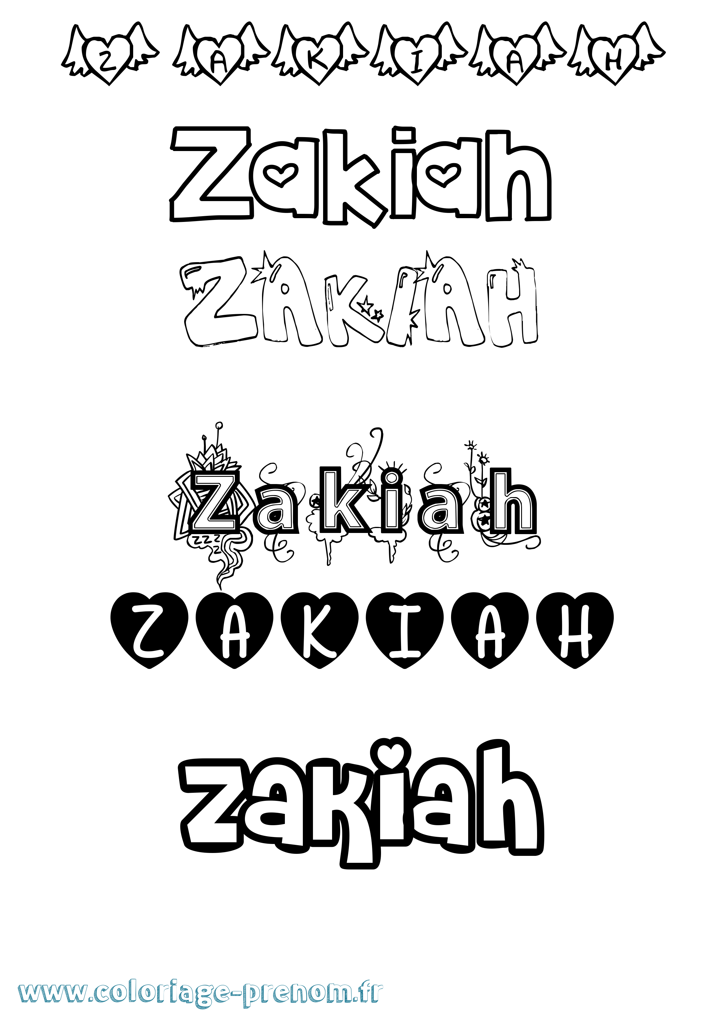 Coloriage Zakiah Girly Coloriage prénom Zakiah Girly