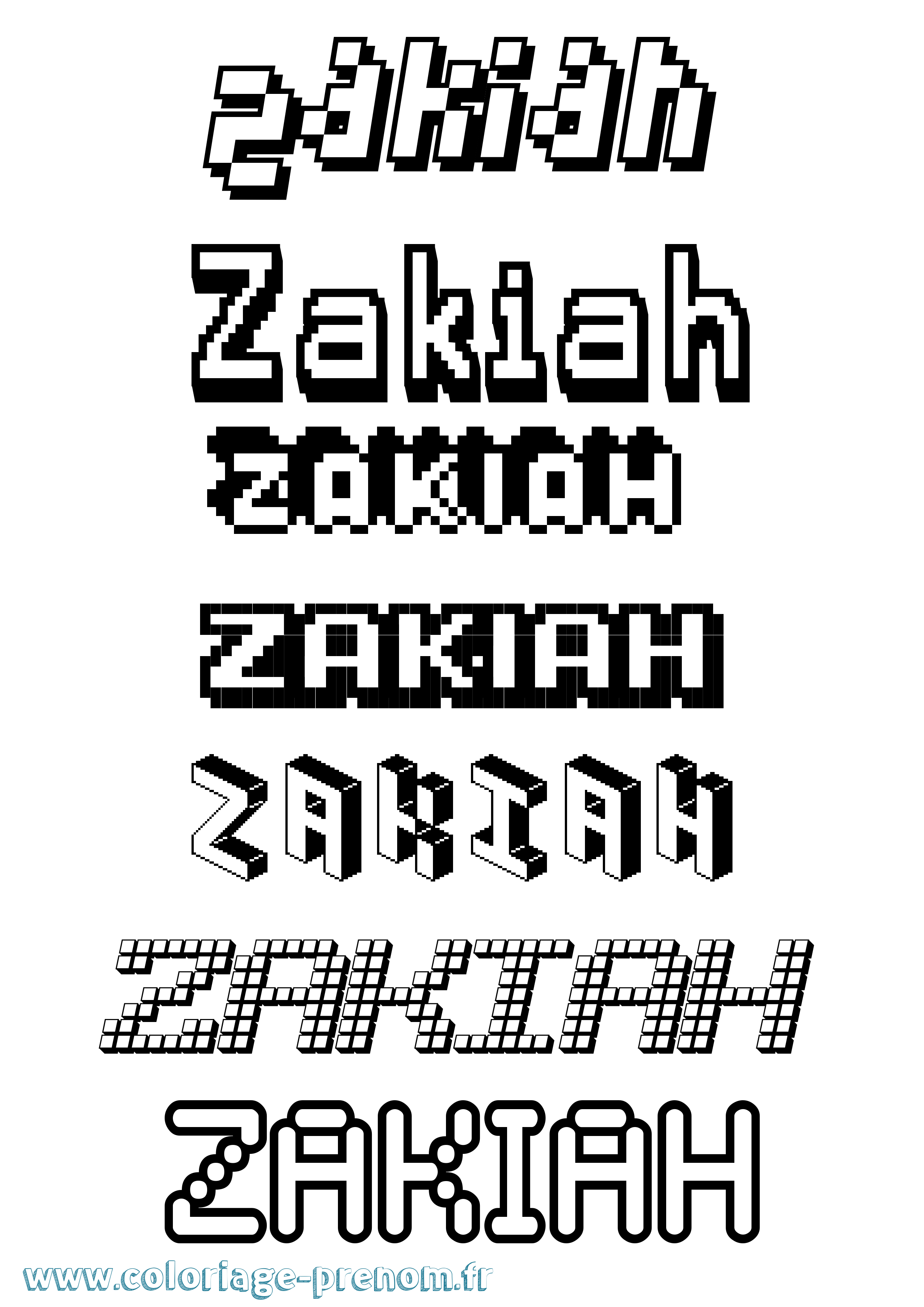 Coloriage Zakiah Pixel Coloriage prénom Zakiah Pixel
