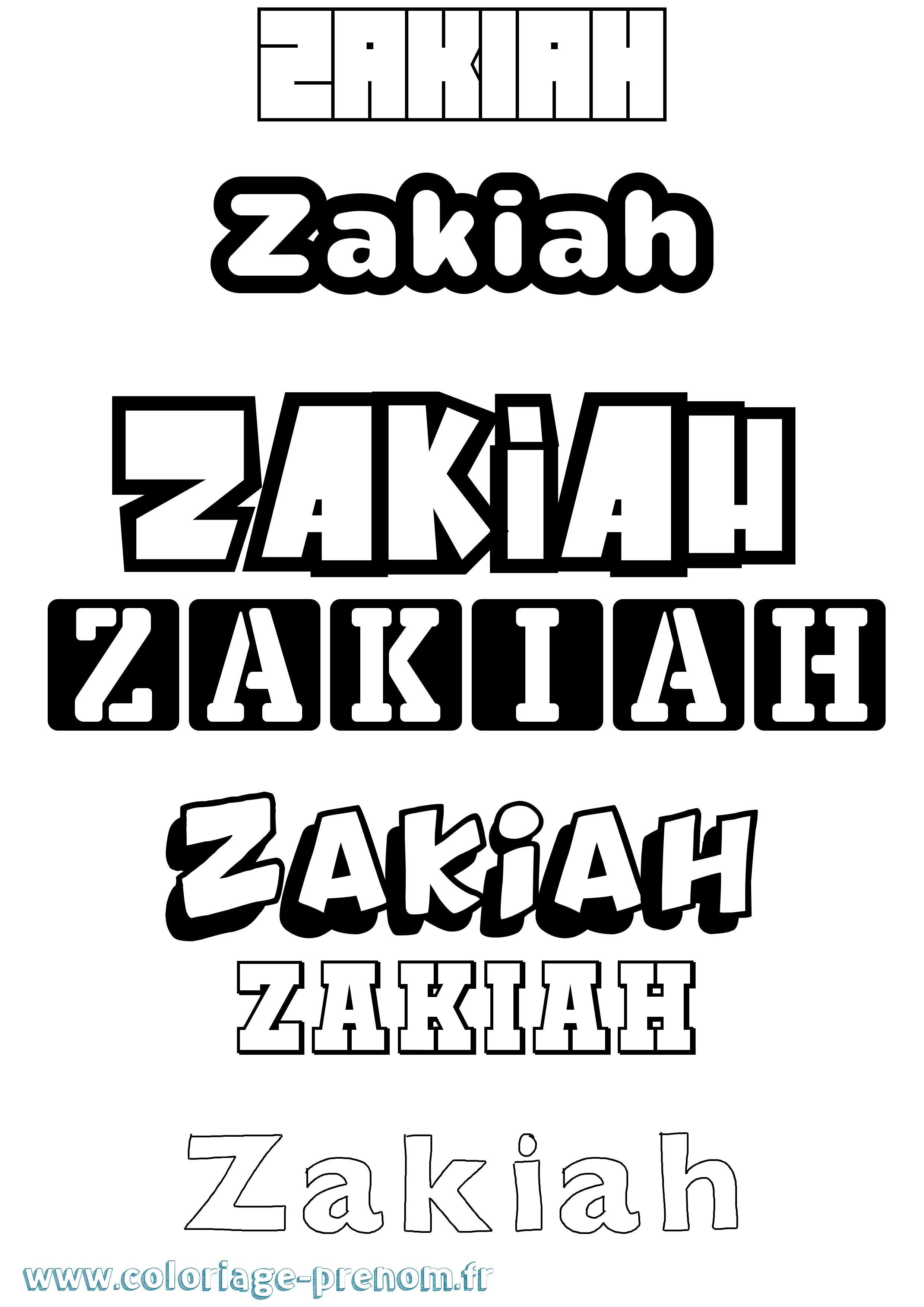 Coloriage Zakiah Simple Coloriage prénom Zakiah Simple