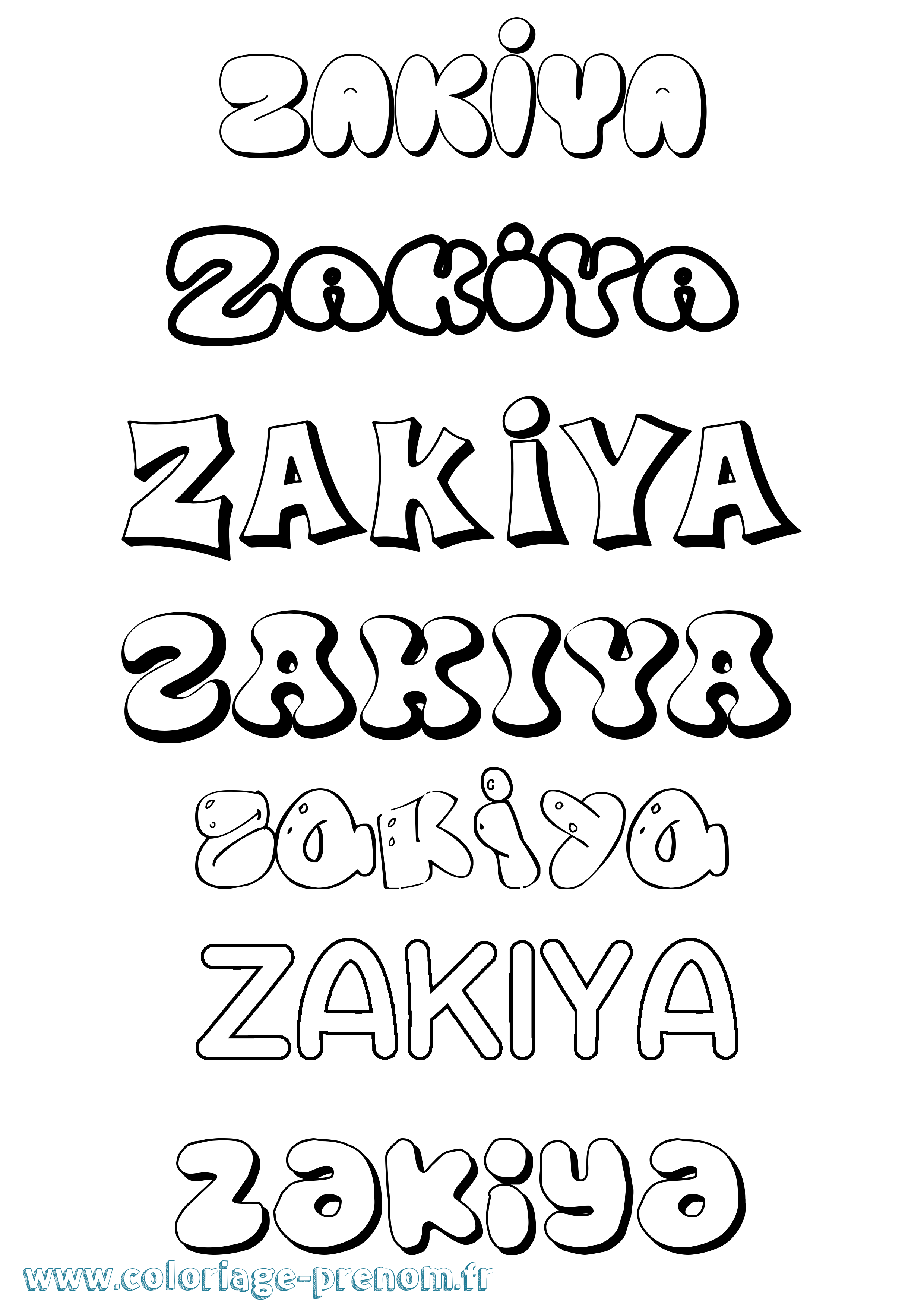 Coloriage Zakiya Bubble Coloriage prénom Zakiya Bubble