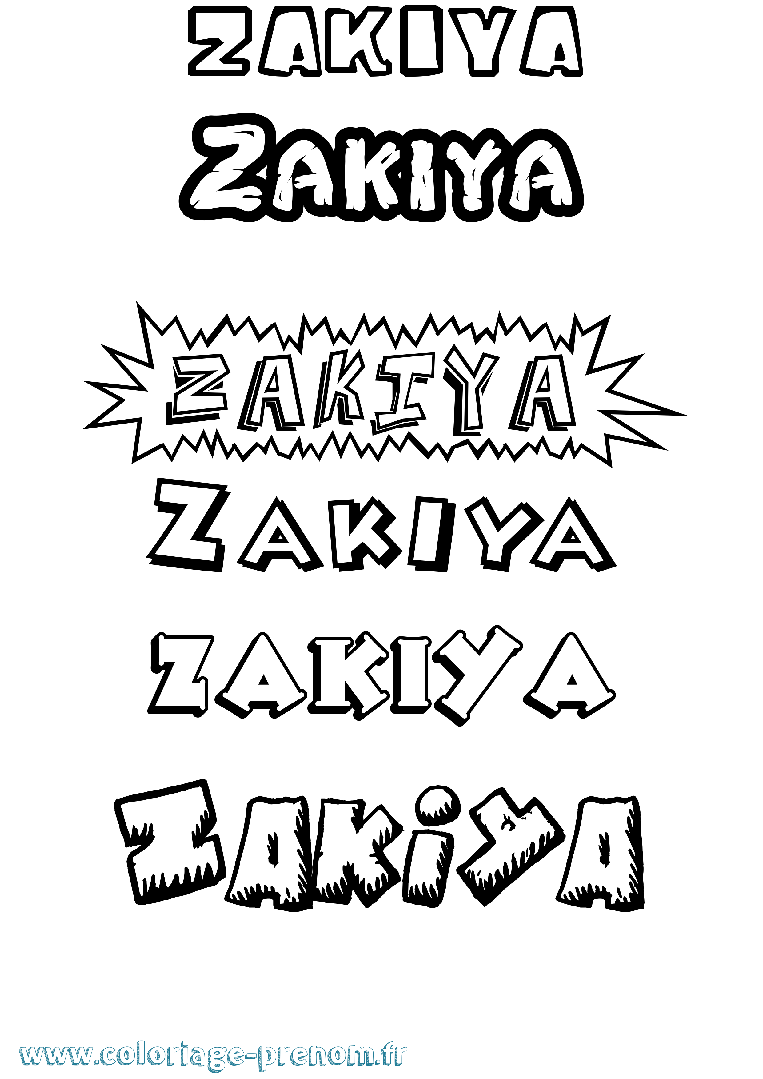 Coloriage Zakiya Dessin Animé Coloriage prénom Zakiya Dessin Animé