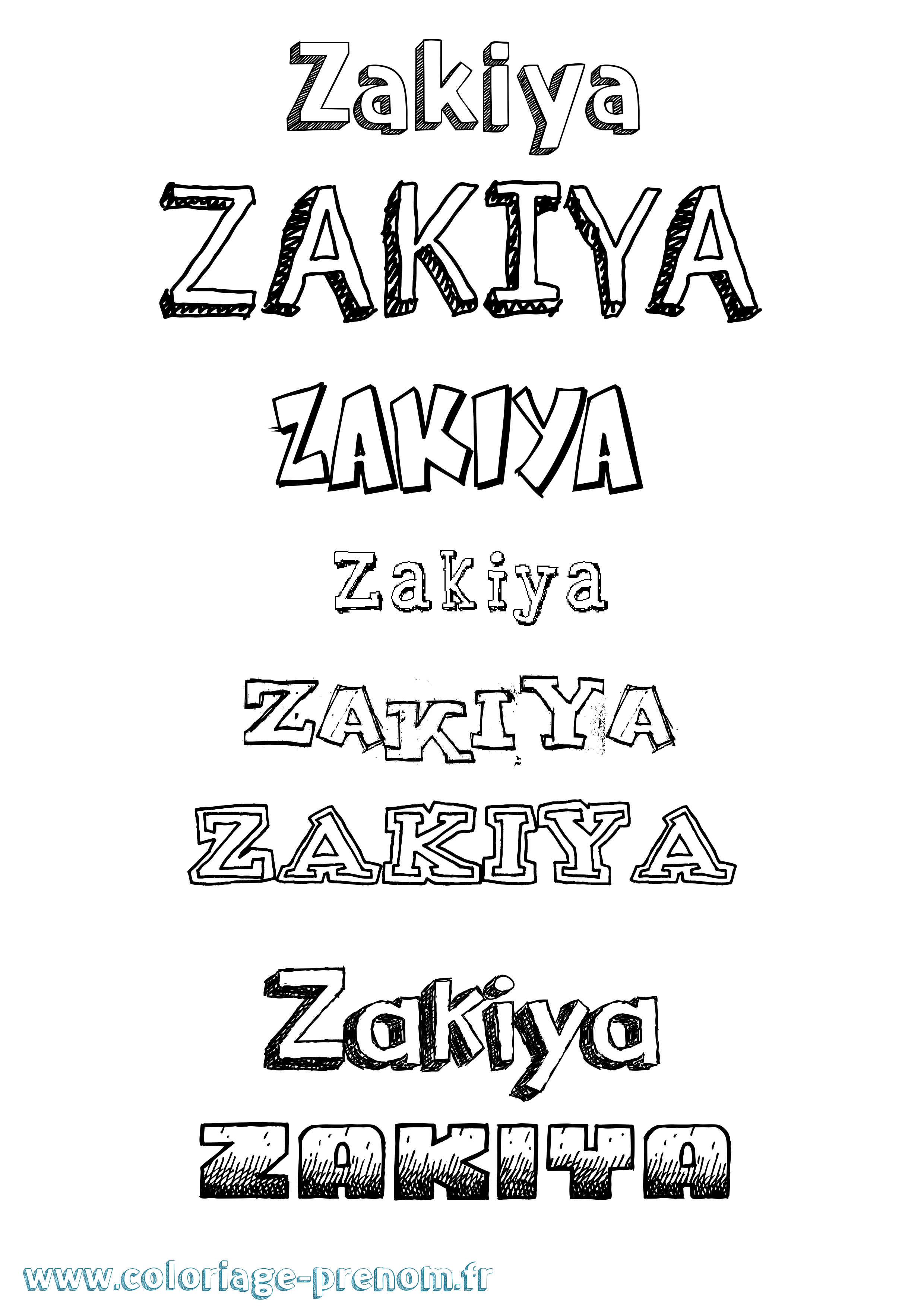 Coloriage Zakiya Dessiné Coloriage prénom Zakiya Dessiné