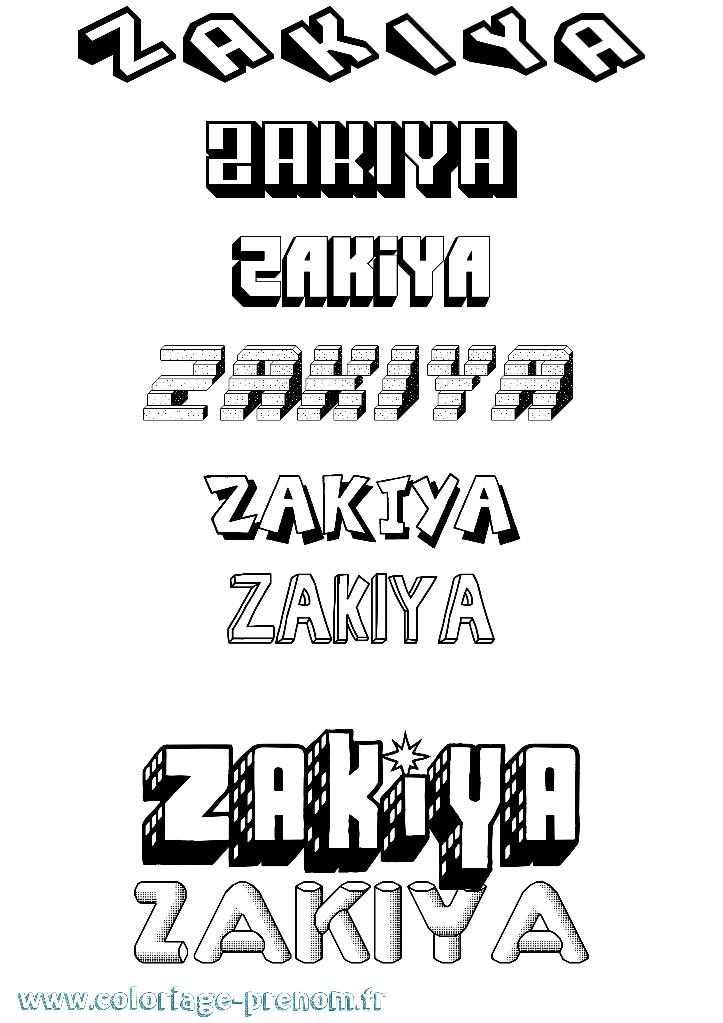 Coloriage prénom Zakiya Effet 3D