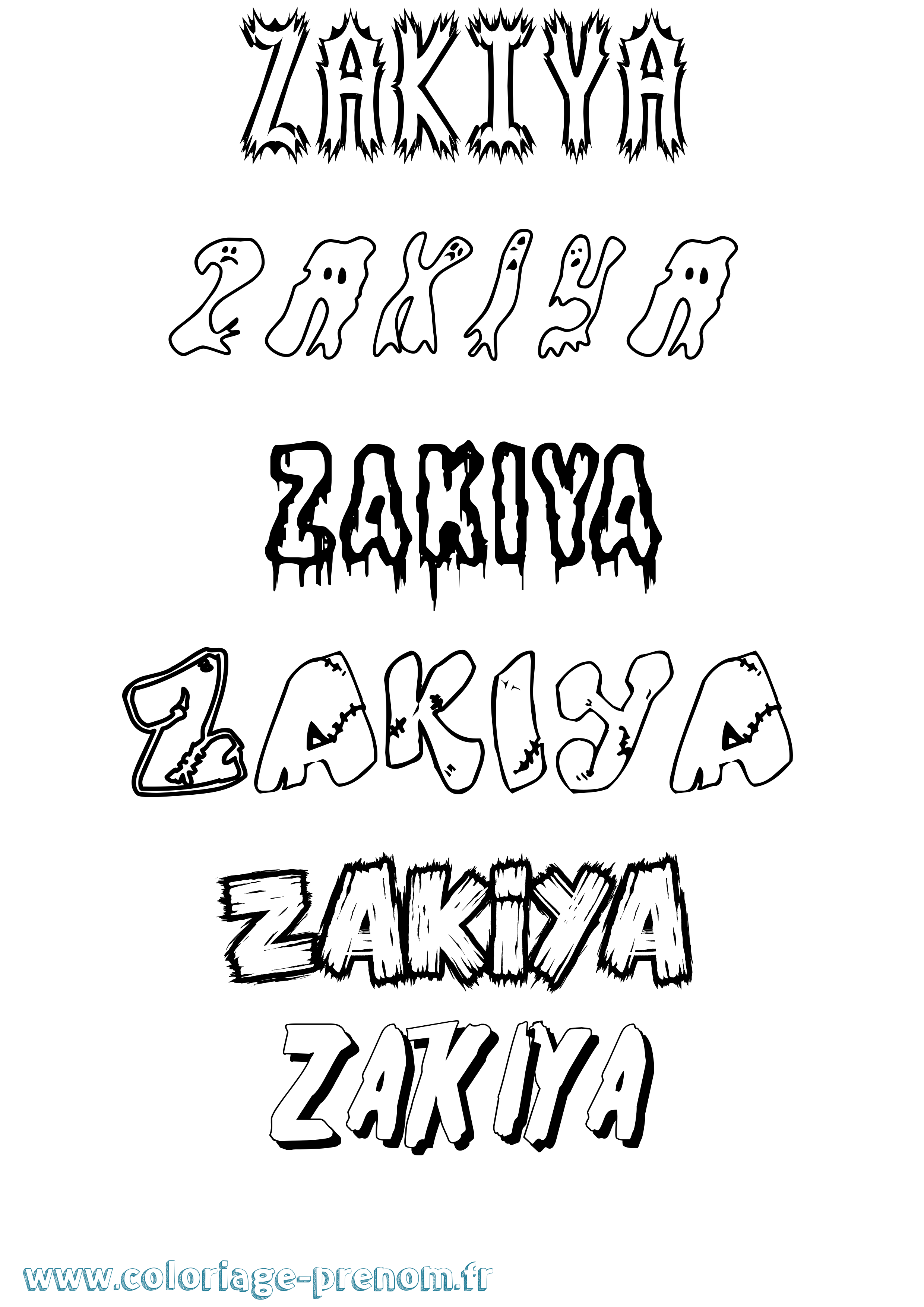 Coloriage Zakiya Frisson Coloriage prénom Zakiya Frisson