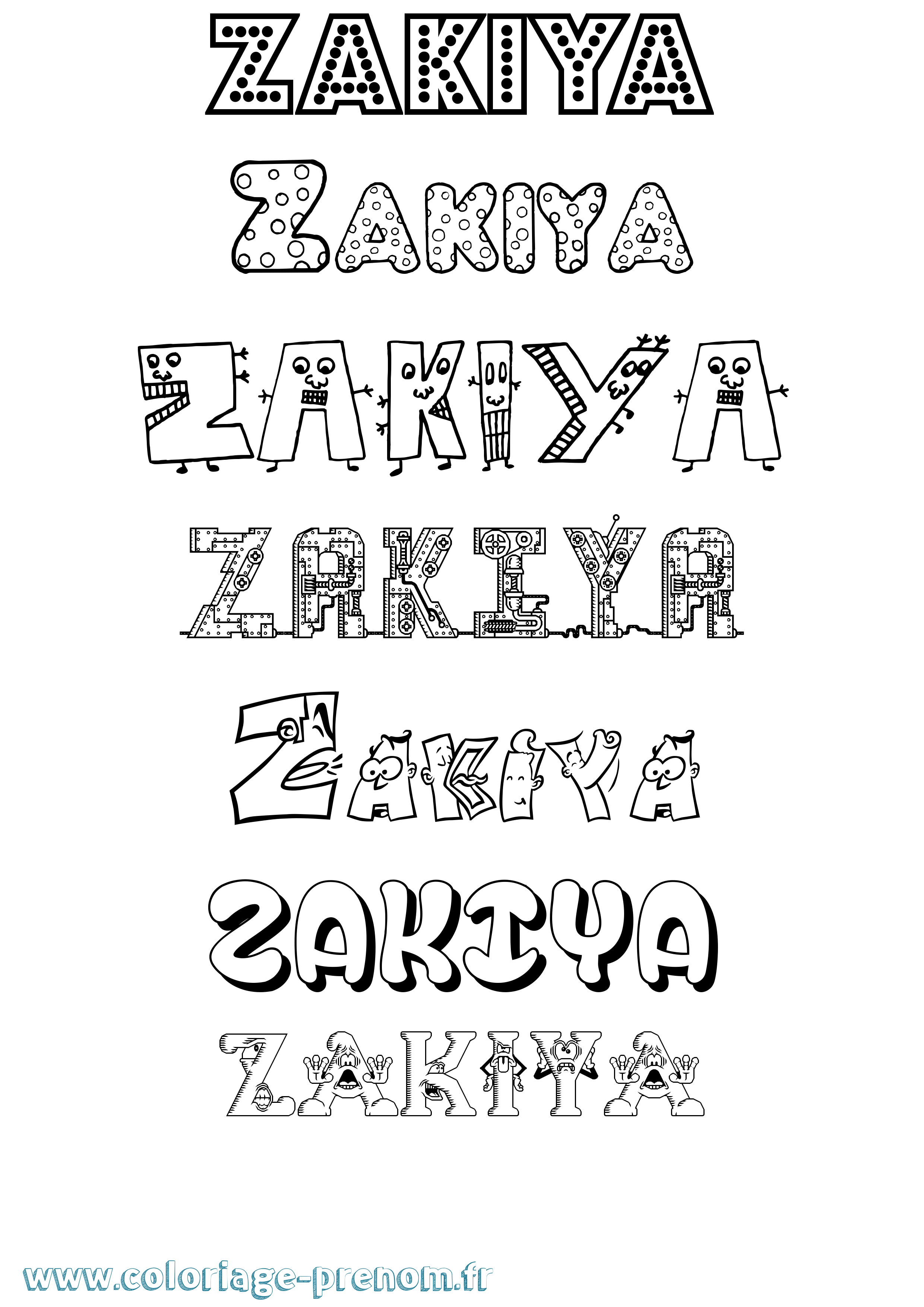 Coloriage Zakiya Fun Coloriage prénom Zakiya Fun