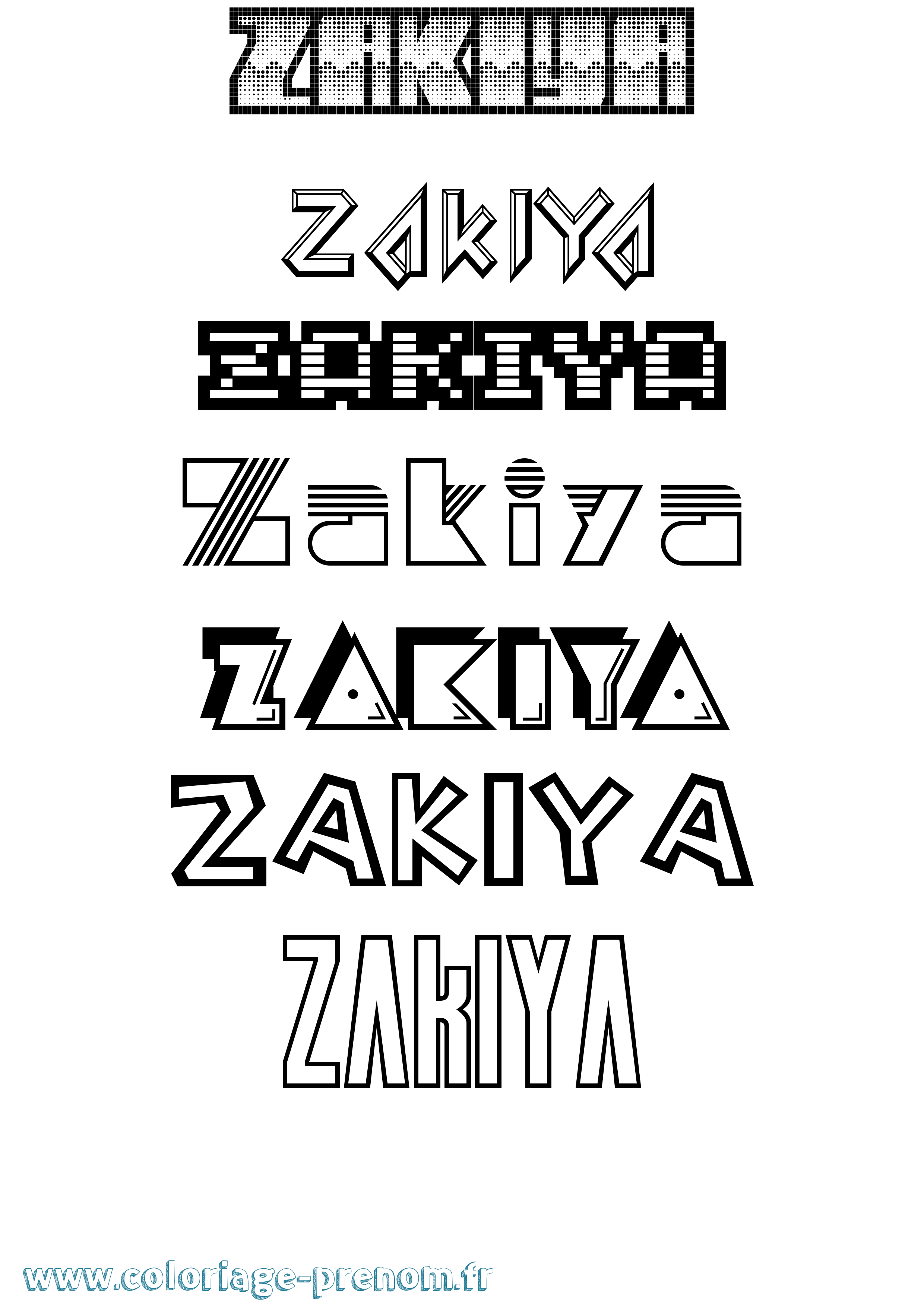 Coloriage prénom Zakiya Jeux Vidéos
