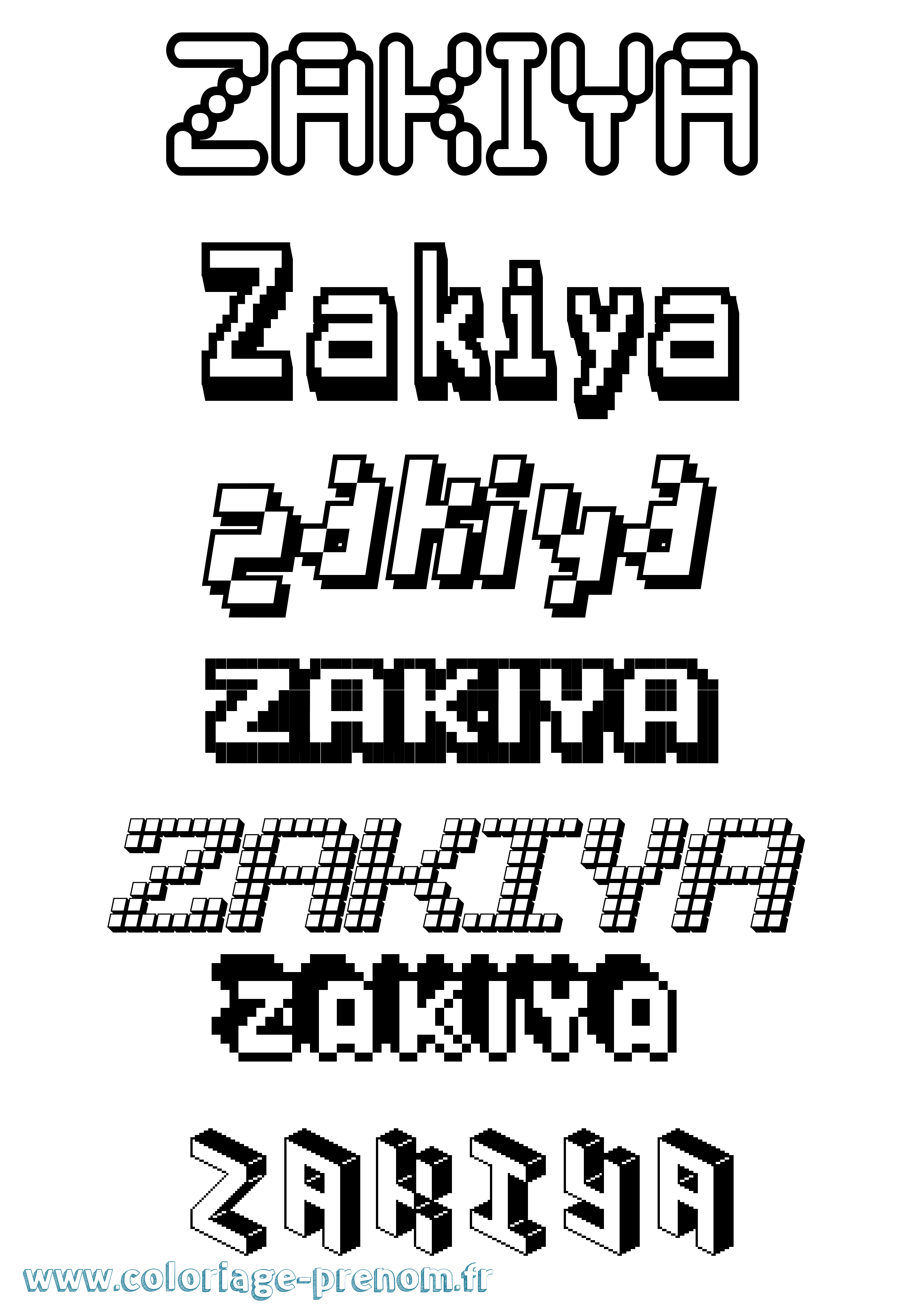 Coloriage Zakiya Pixel Coloriage prénom Zakiya Pixel