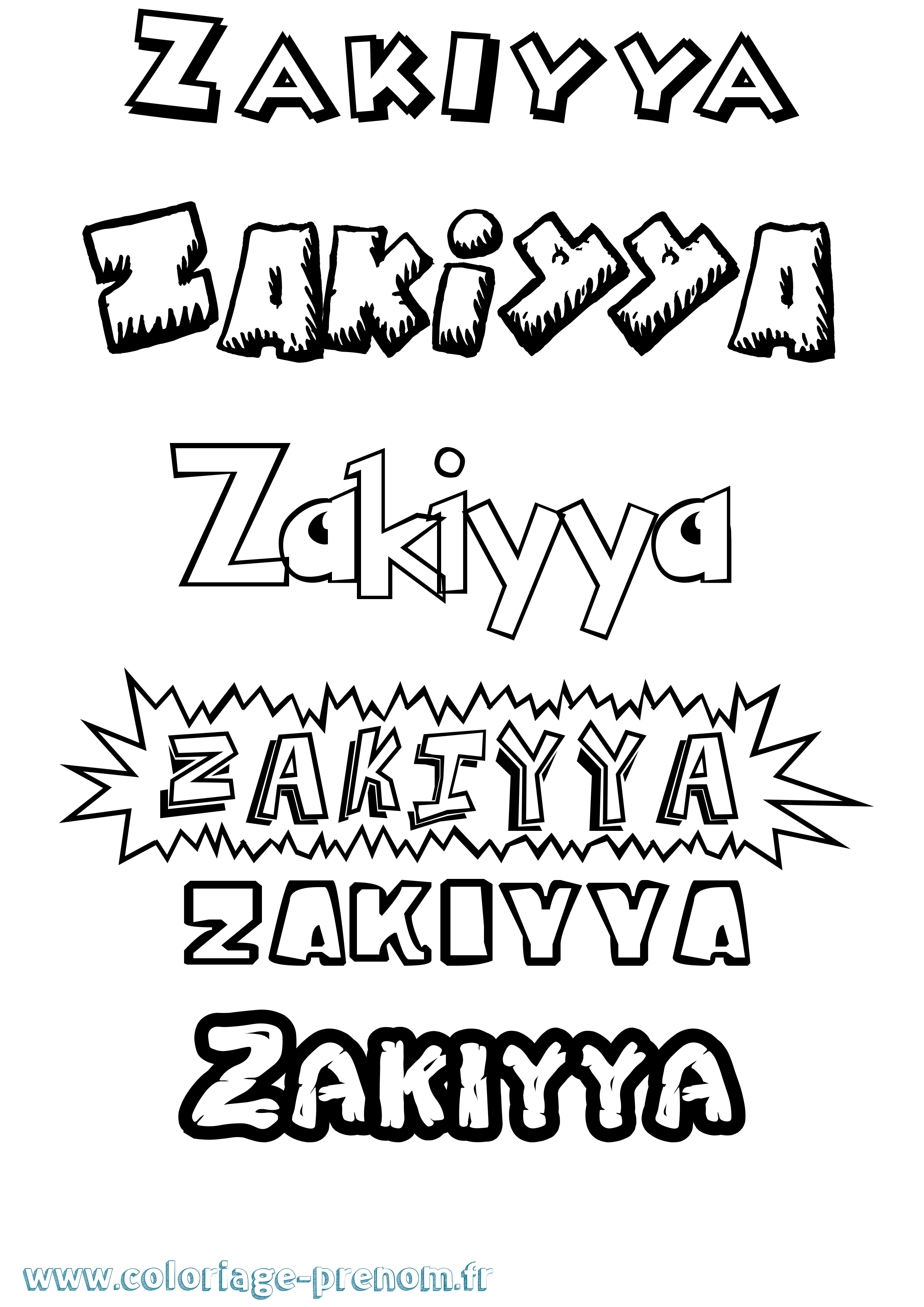 Coloriage prénom Zakiyya Dessin Animé