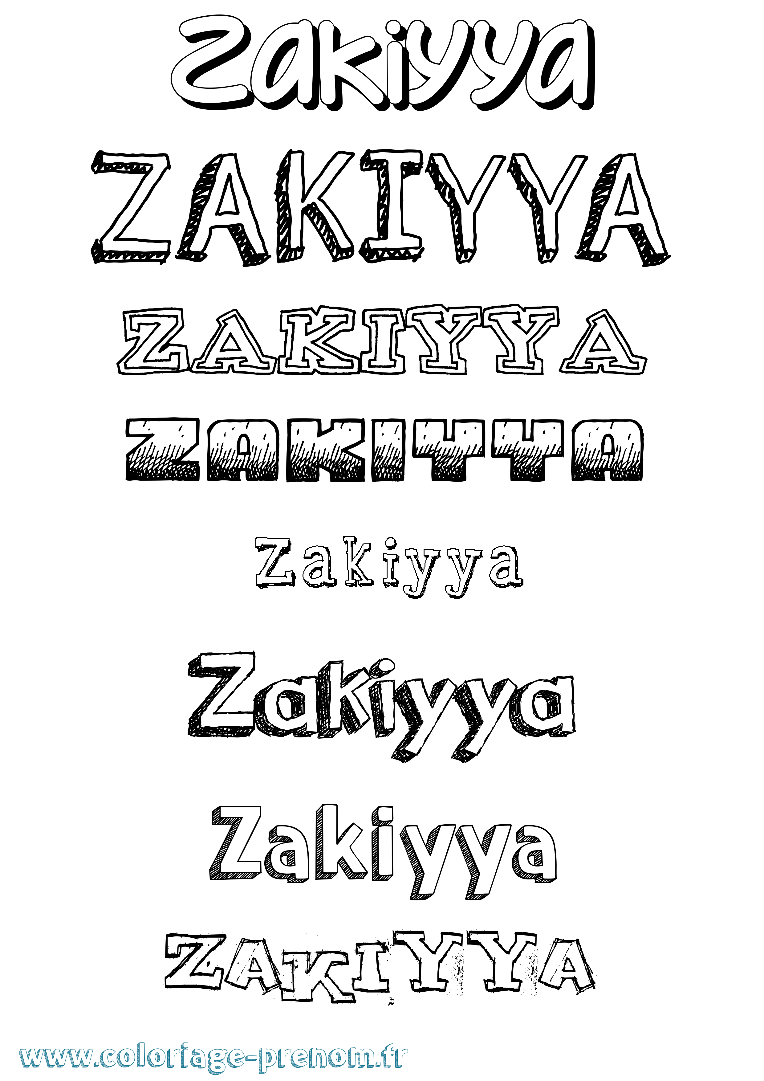 Coloriage prénom Zakiyya Dessiné