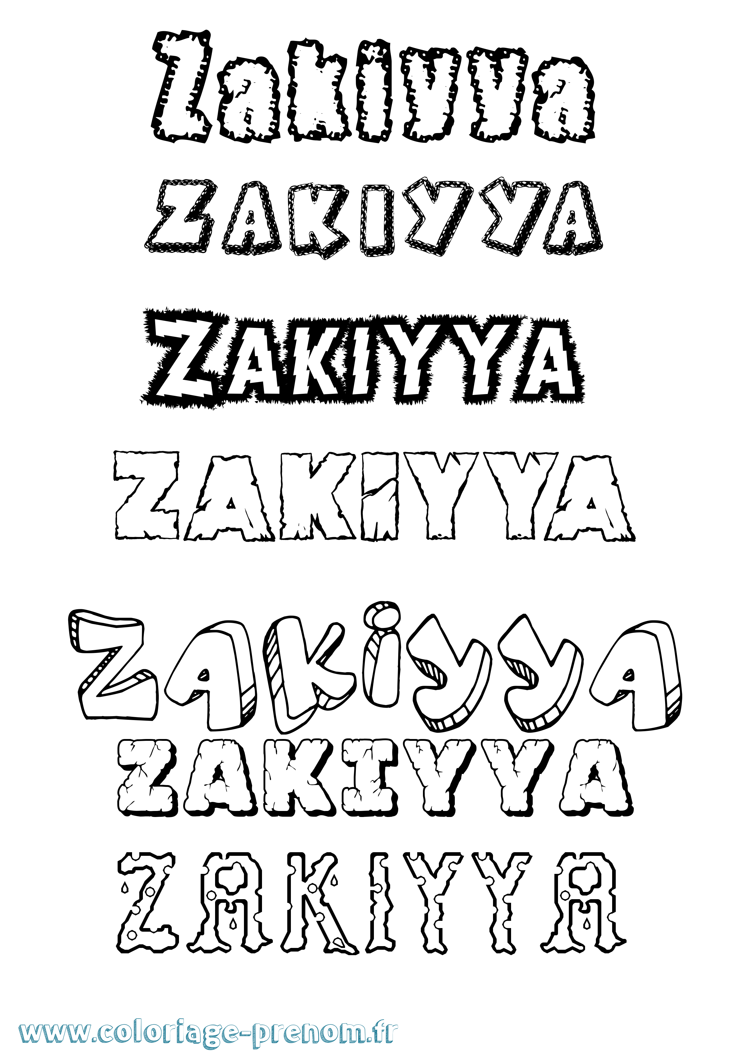 Coloriage prénom Zakiyya Destructuré