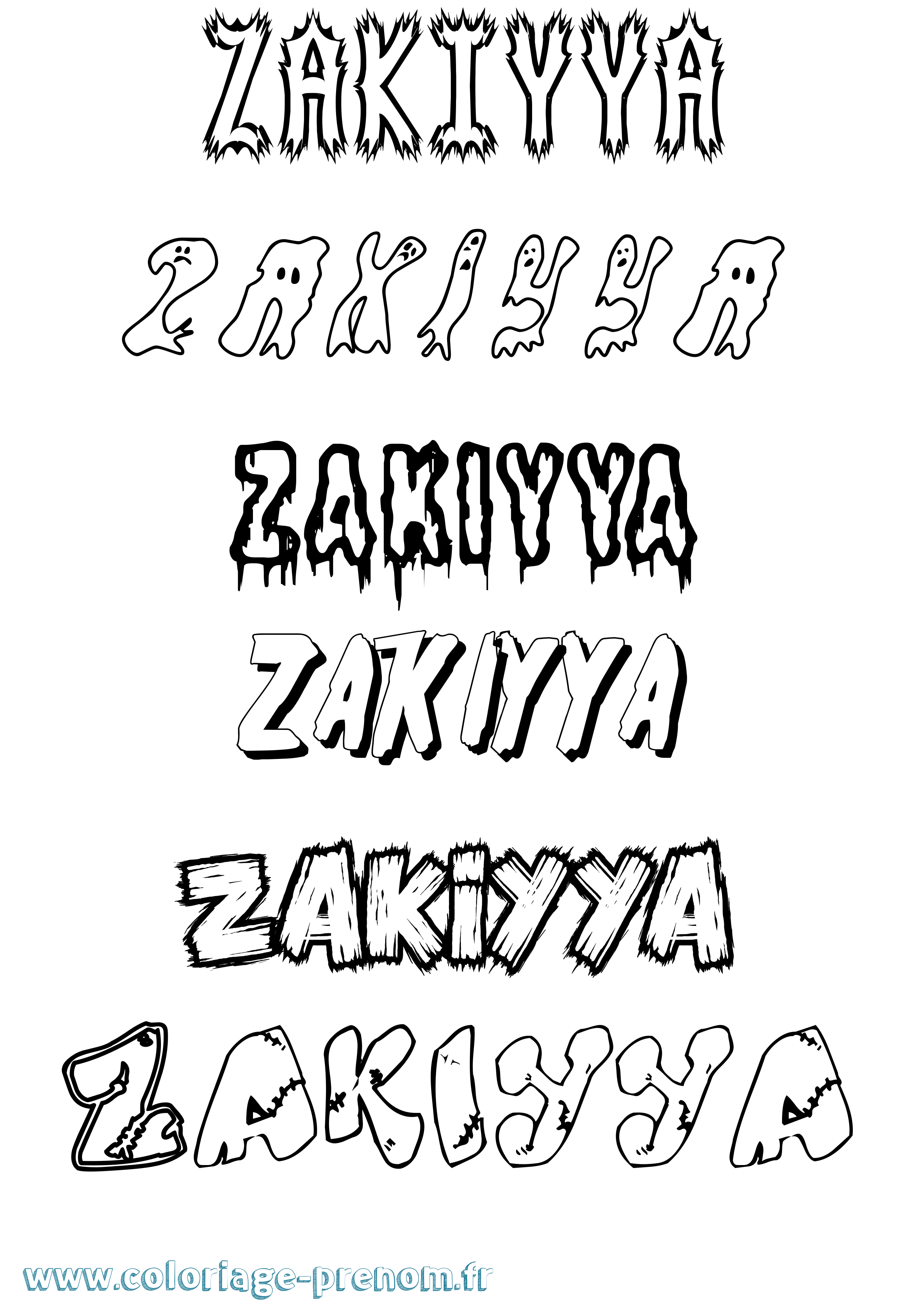 Coloriage prénom Zakiyya Frisson