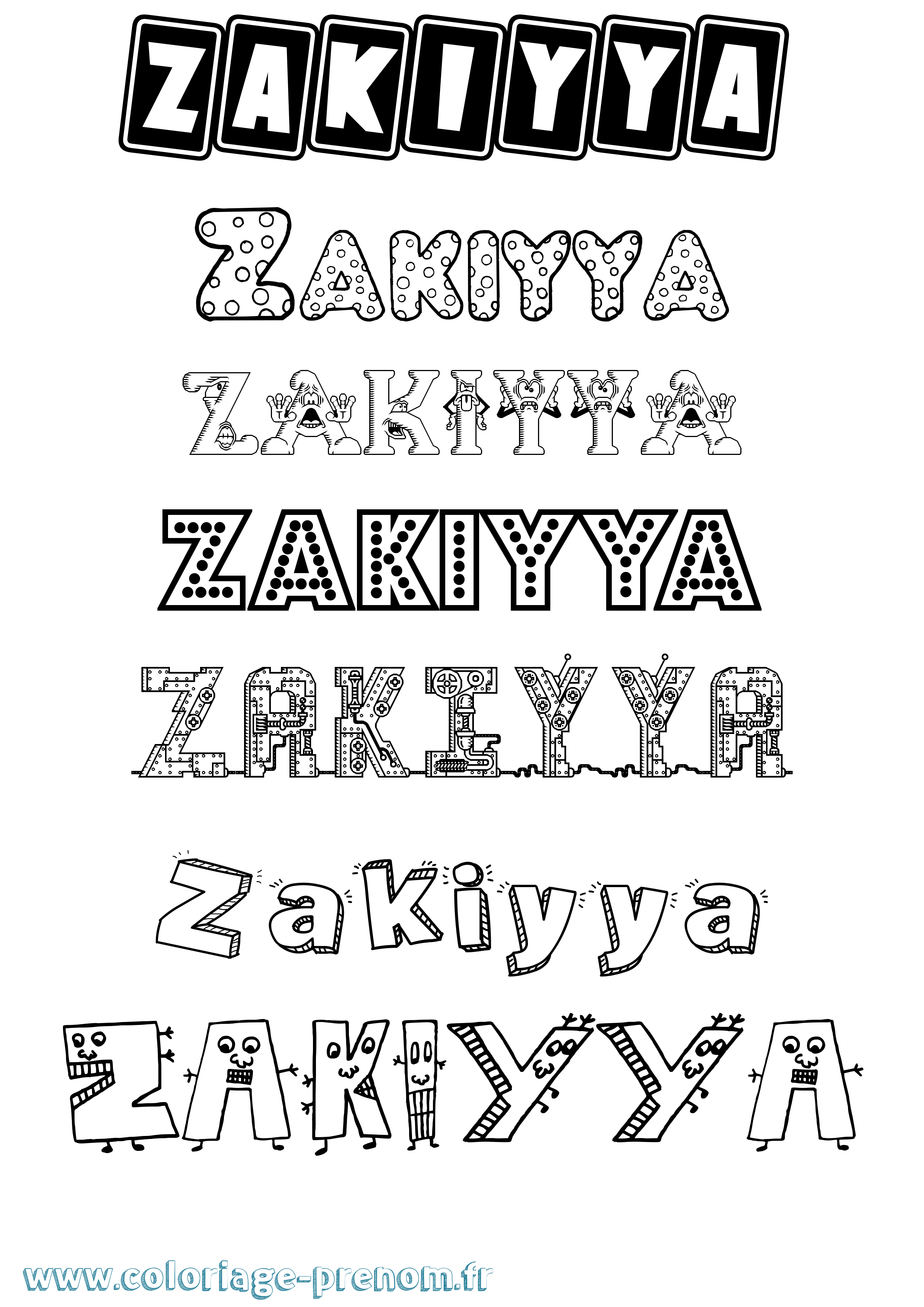 Coloriage prénom Zakiyya Fun