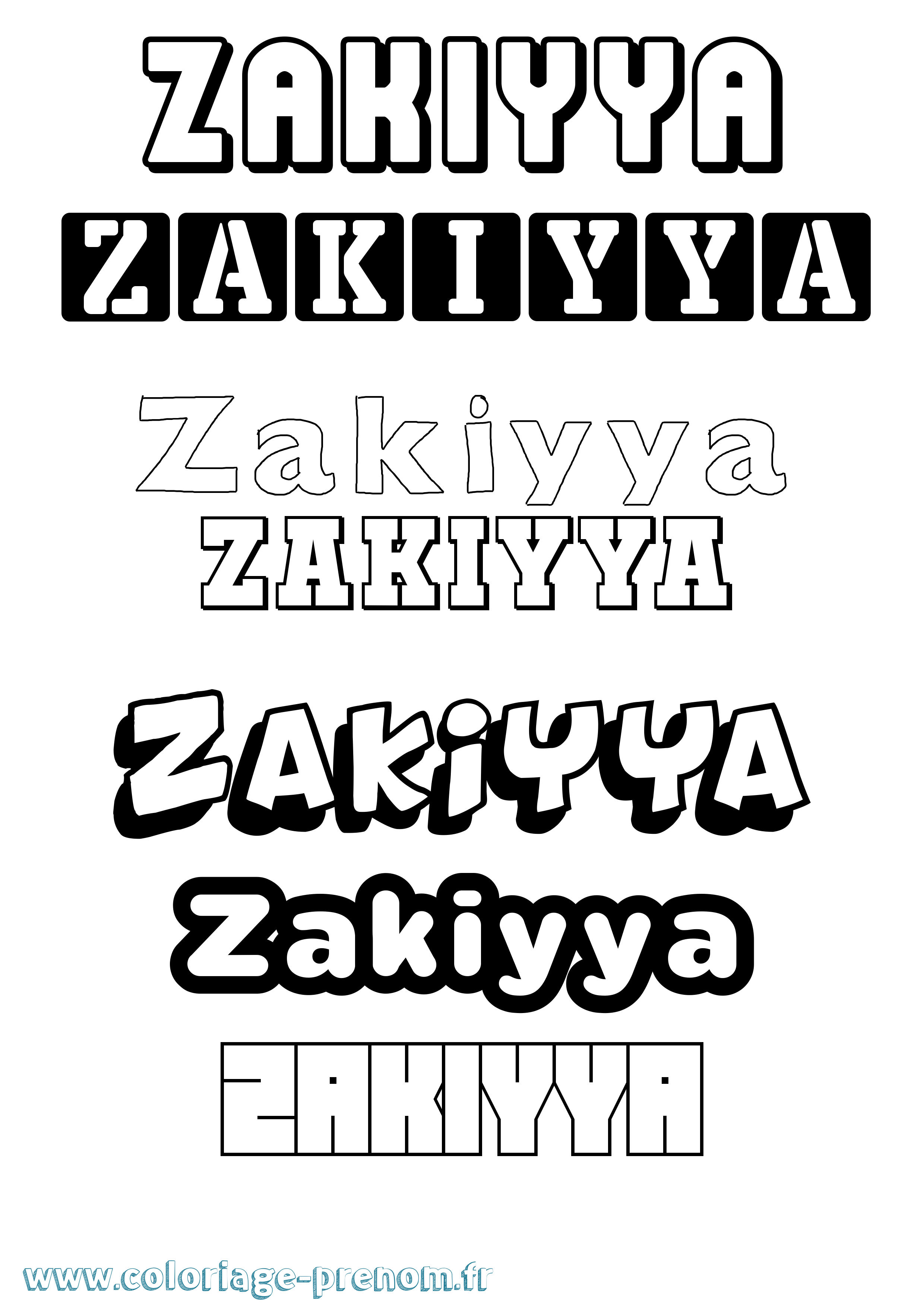 Coloriage prénom Zakiyya Simple