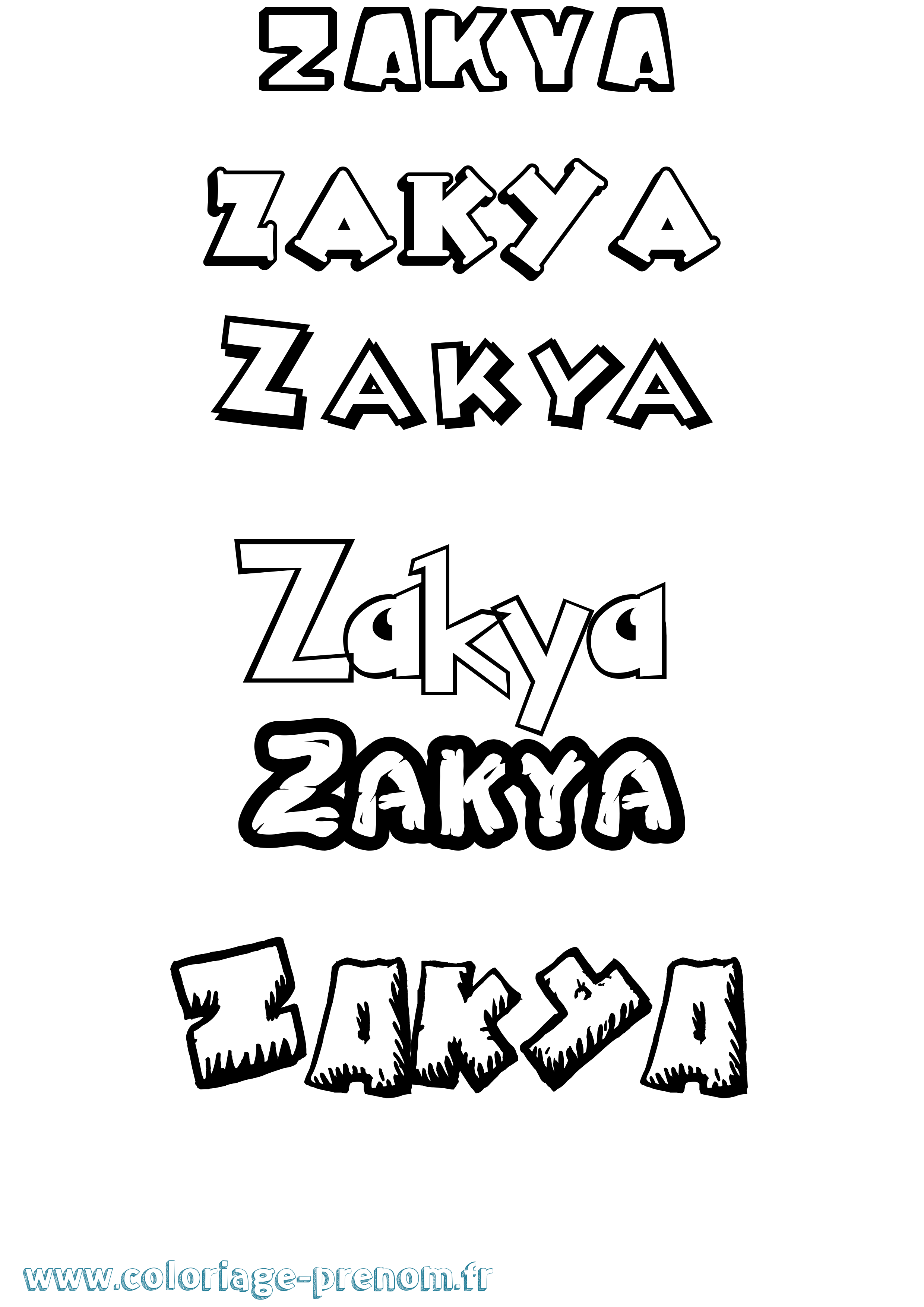 Coloriage prénom Zakya Dessin Animé