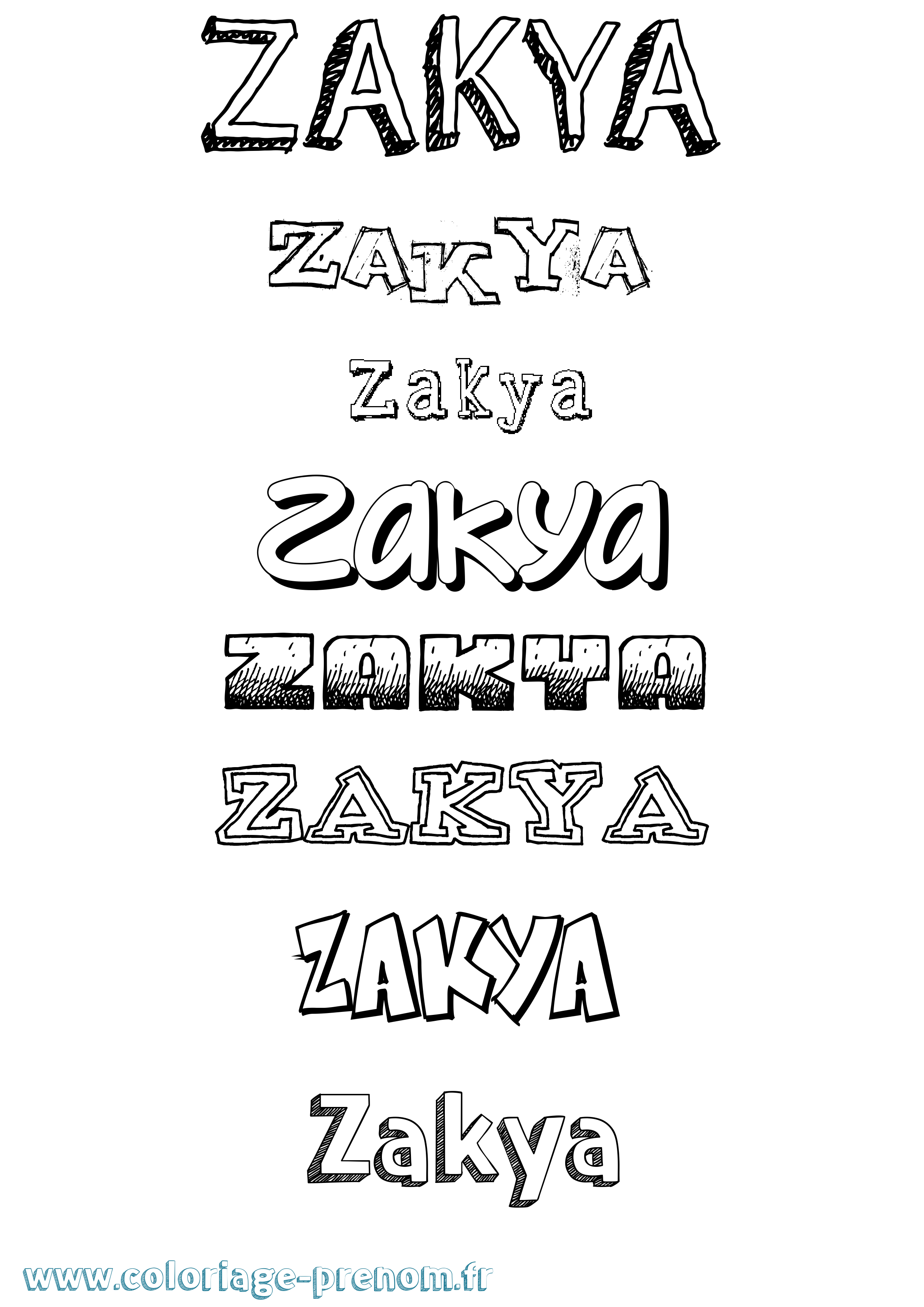Coloriage prénom Zakya Dessiné