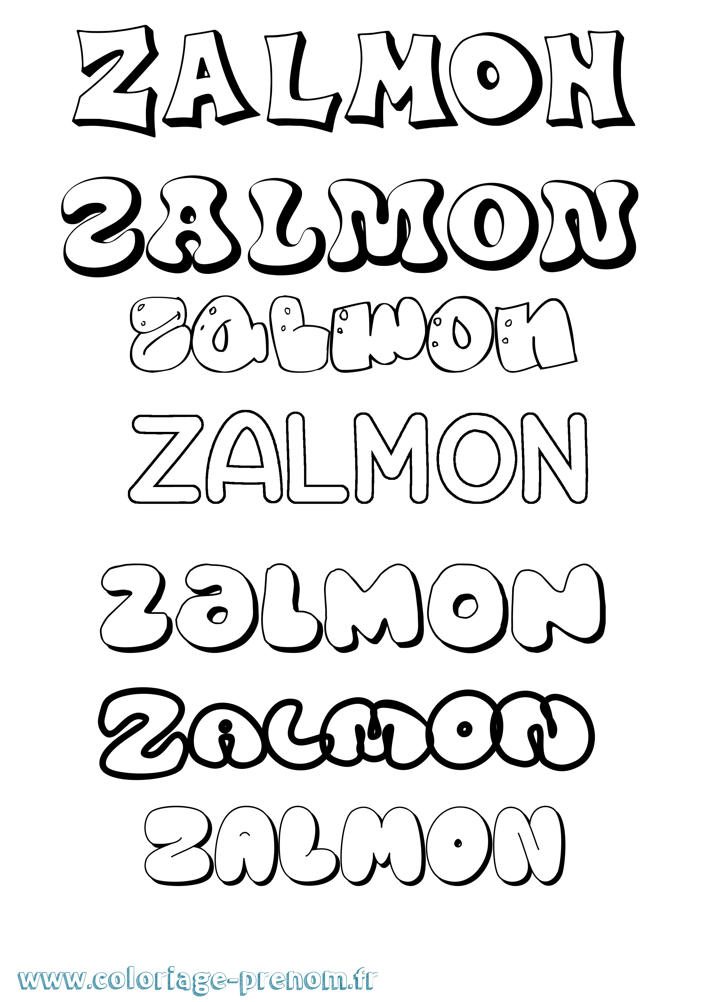 Coloriage prénom Zalmon Bubble