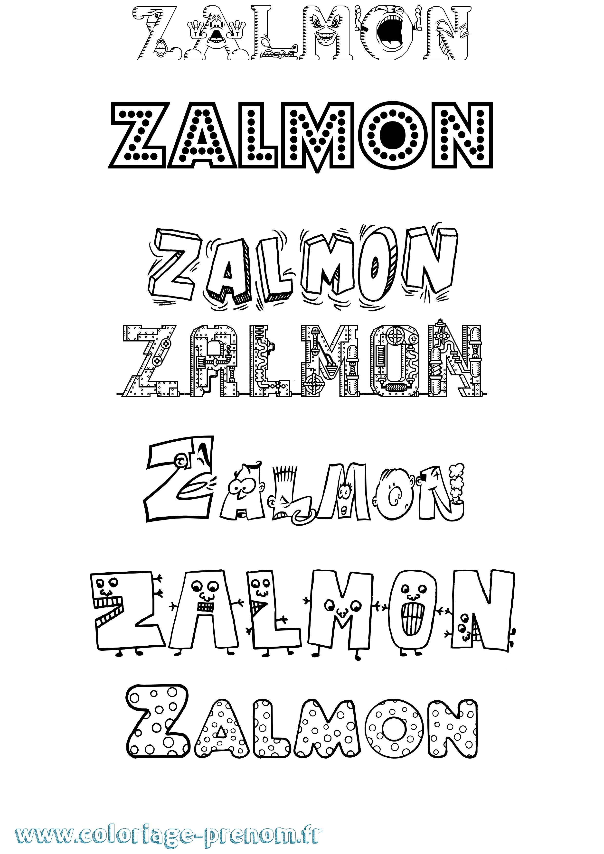 Coloriage prénom Zalmon Fun