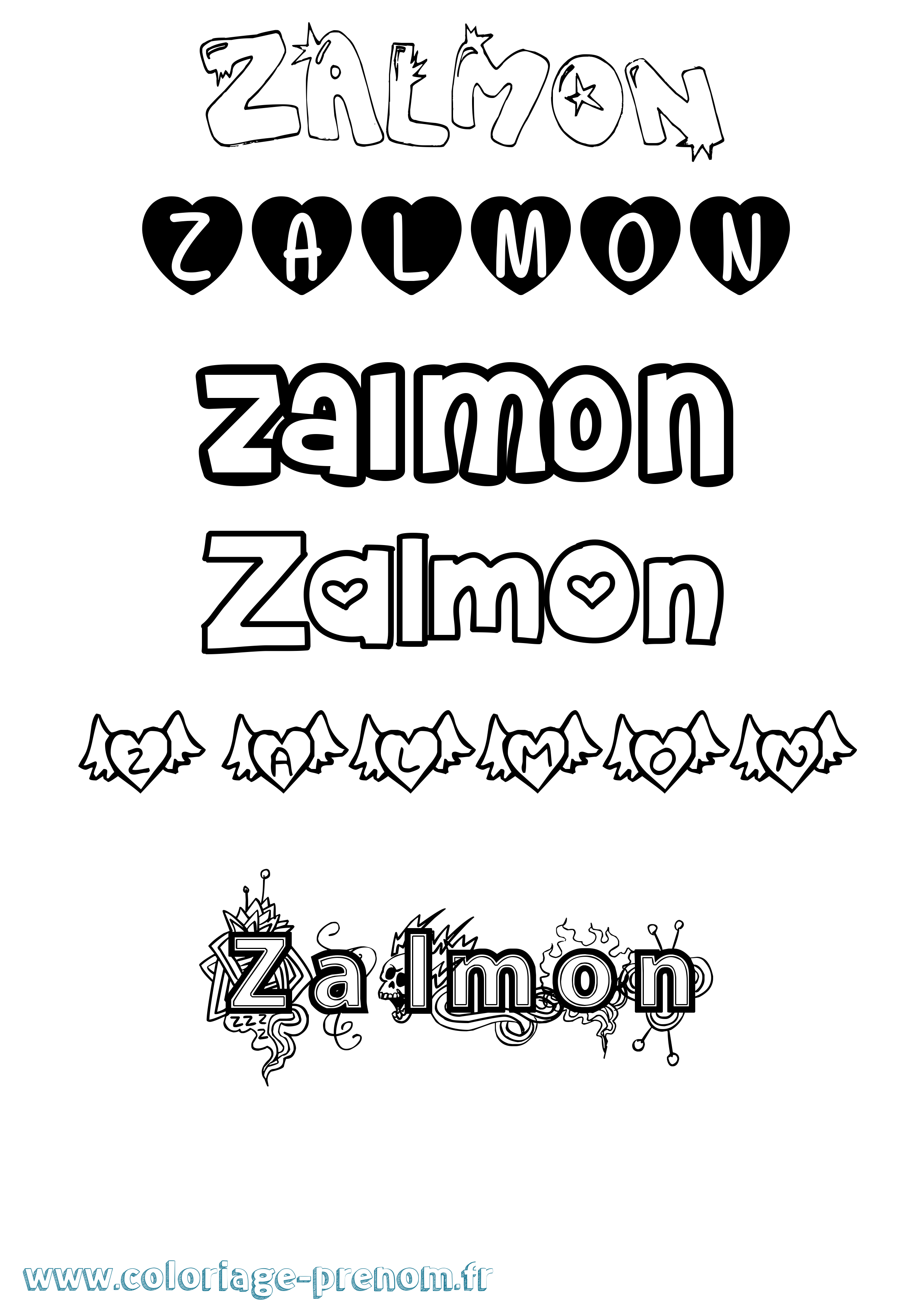Coloriage prénom Zalmon Girly