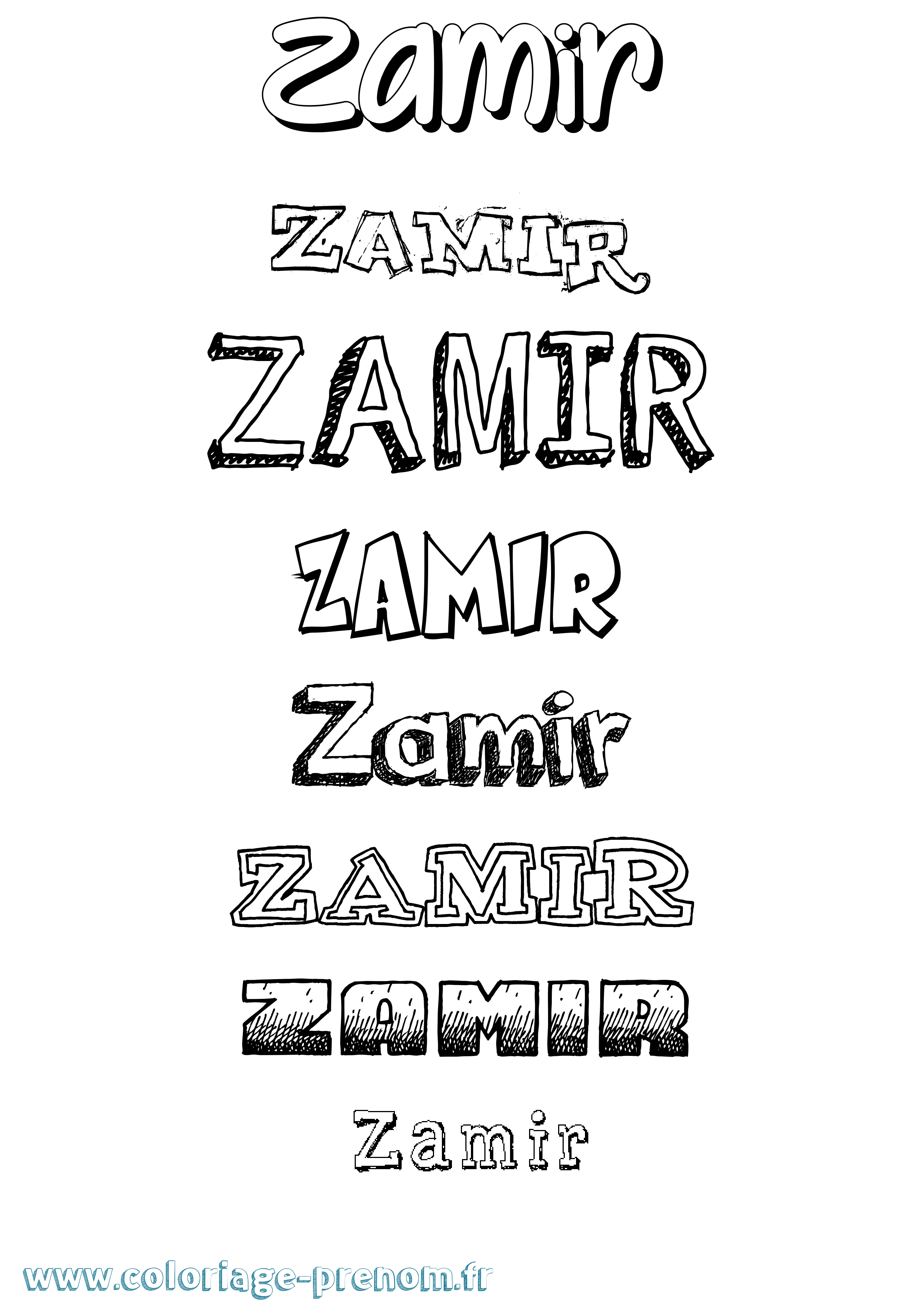 Coloriage prénom Zamir Dessiné