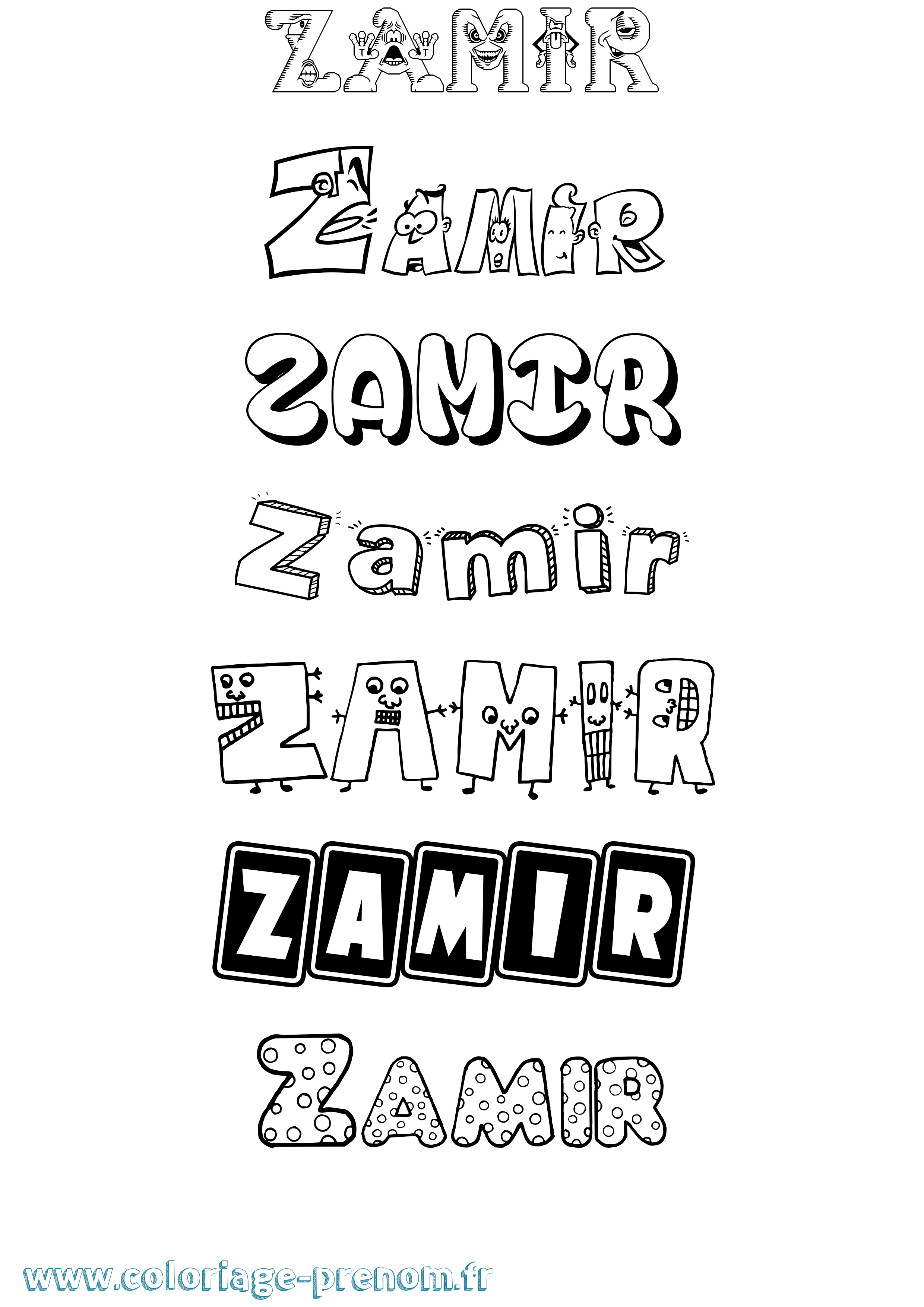 Coloriage prénom Zamir Fun