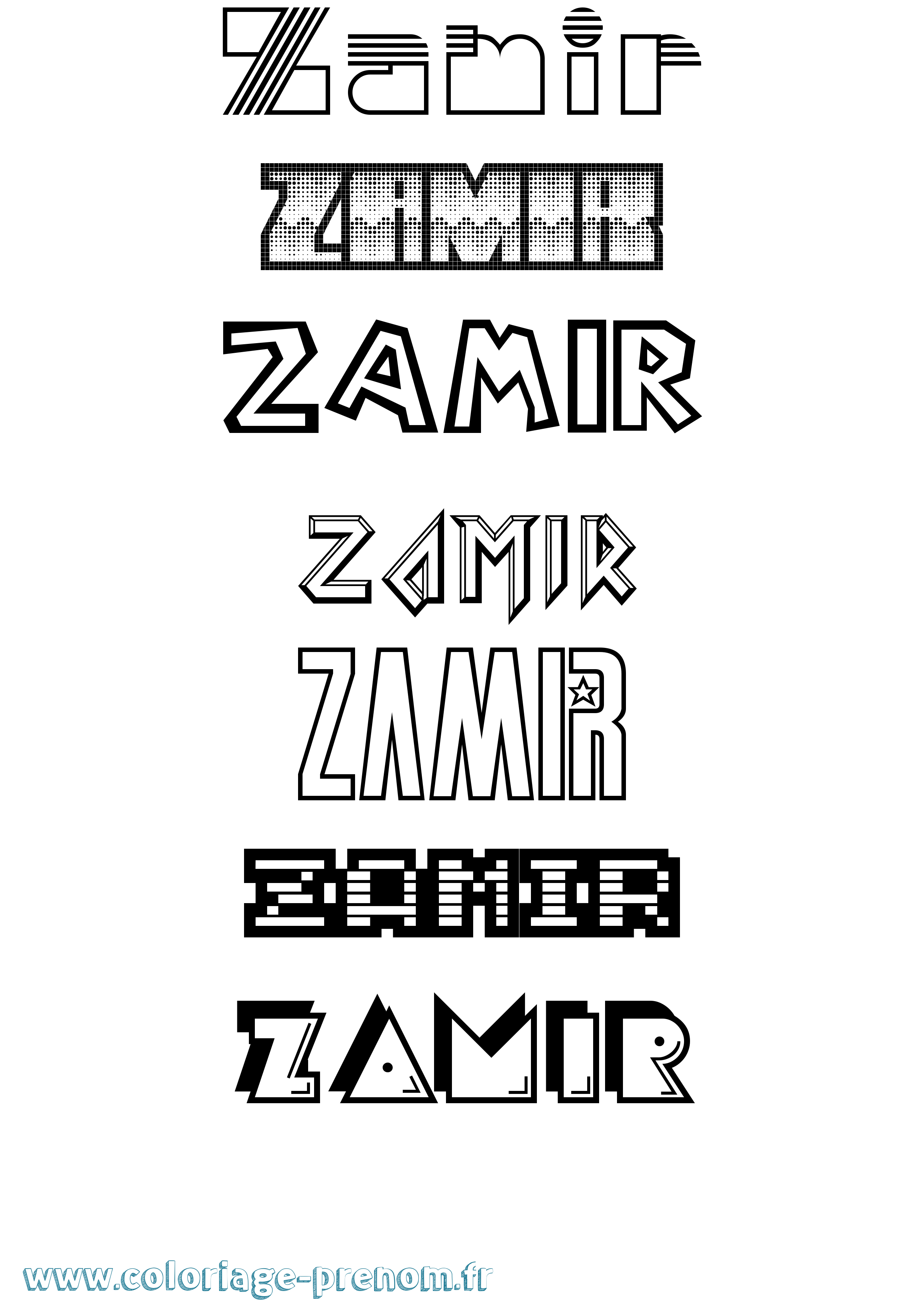 Coloriage prénom Zamir Jeux Vidéos