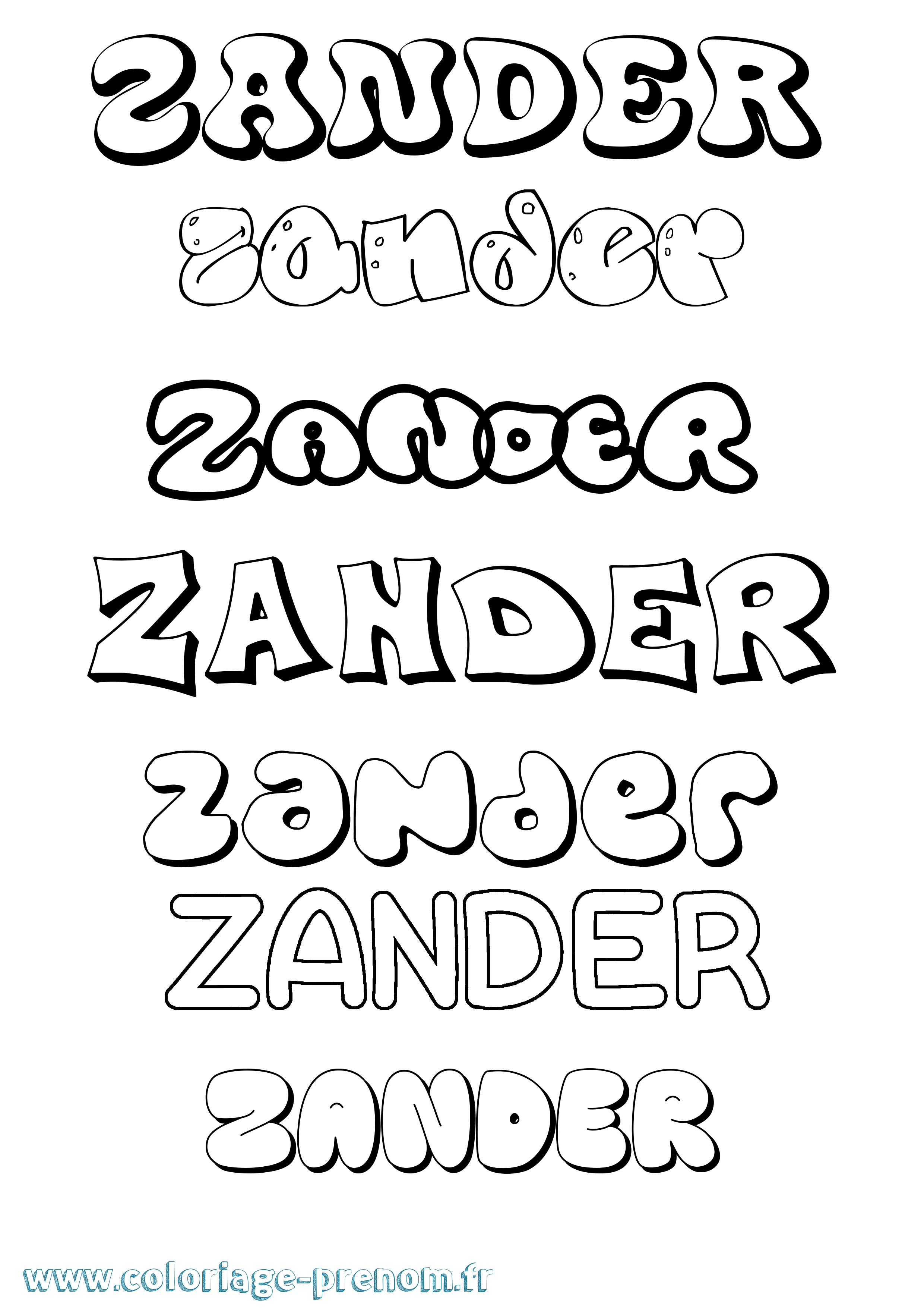 Coloriage Zander Bubble Coloriage prénom Zander Bubble