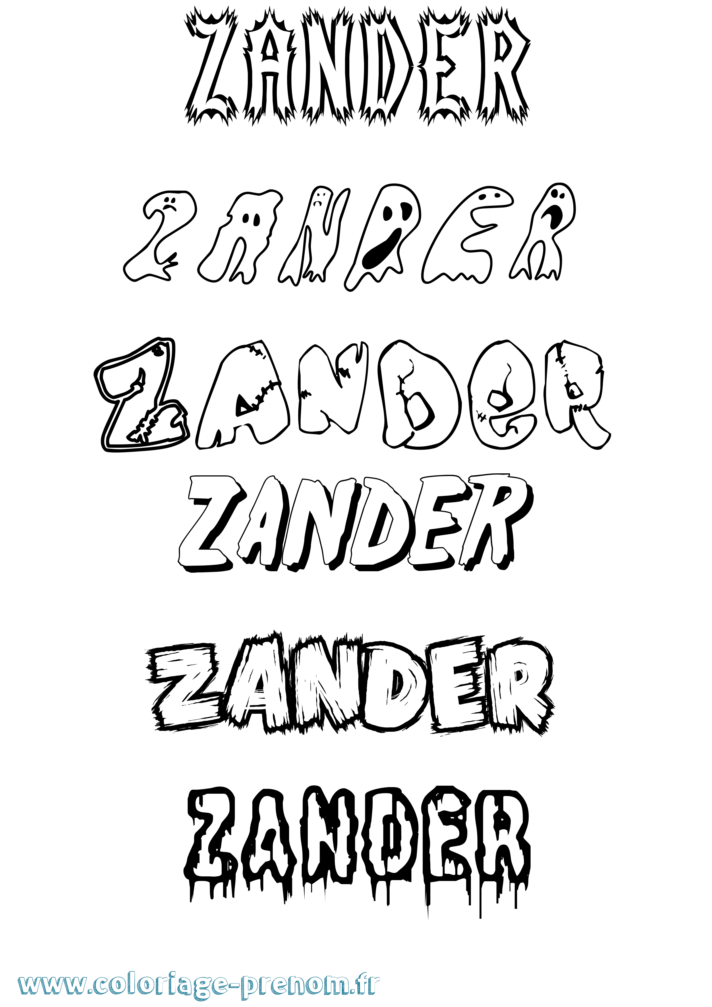 Coloriage Zander Frisson Coloriage prénom Zander Frisson