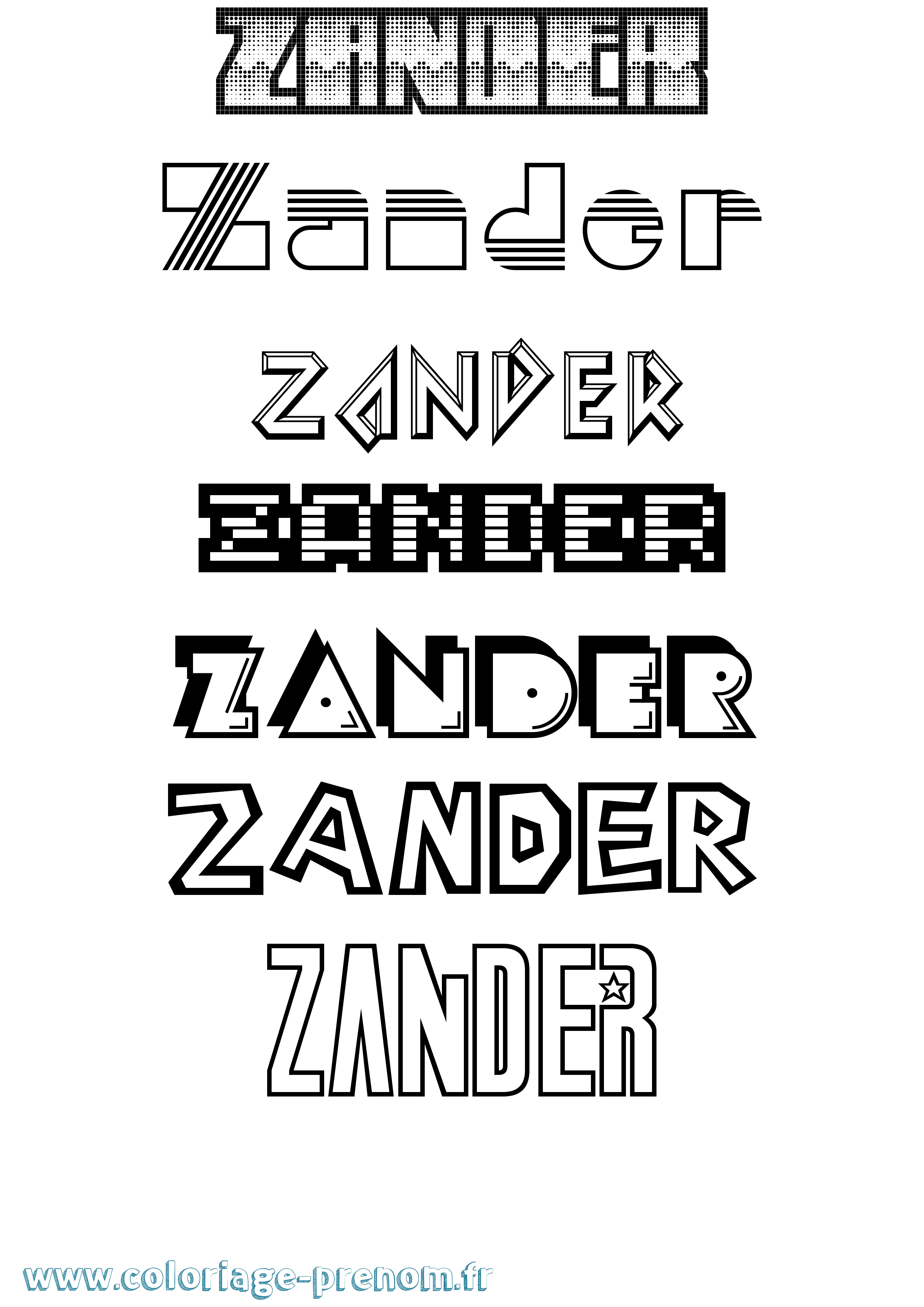 Coloriage Zander Jeux Vidéos Coloriage prénom Zander Jeux Vidéos