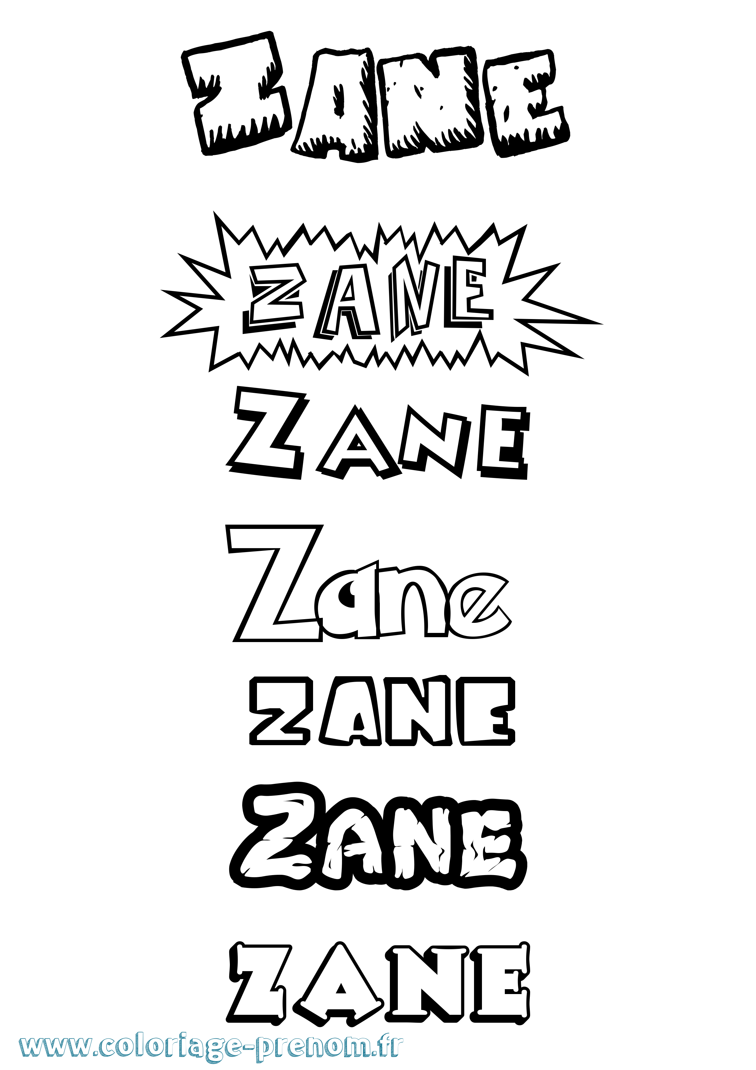 Coloriage Zane Dessin Animé Coloriage prénom Zane Dessin Animé
