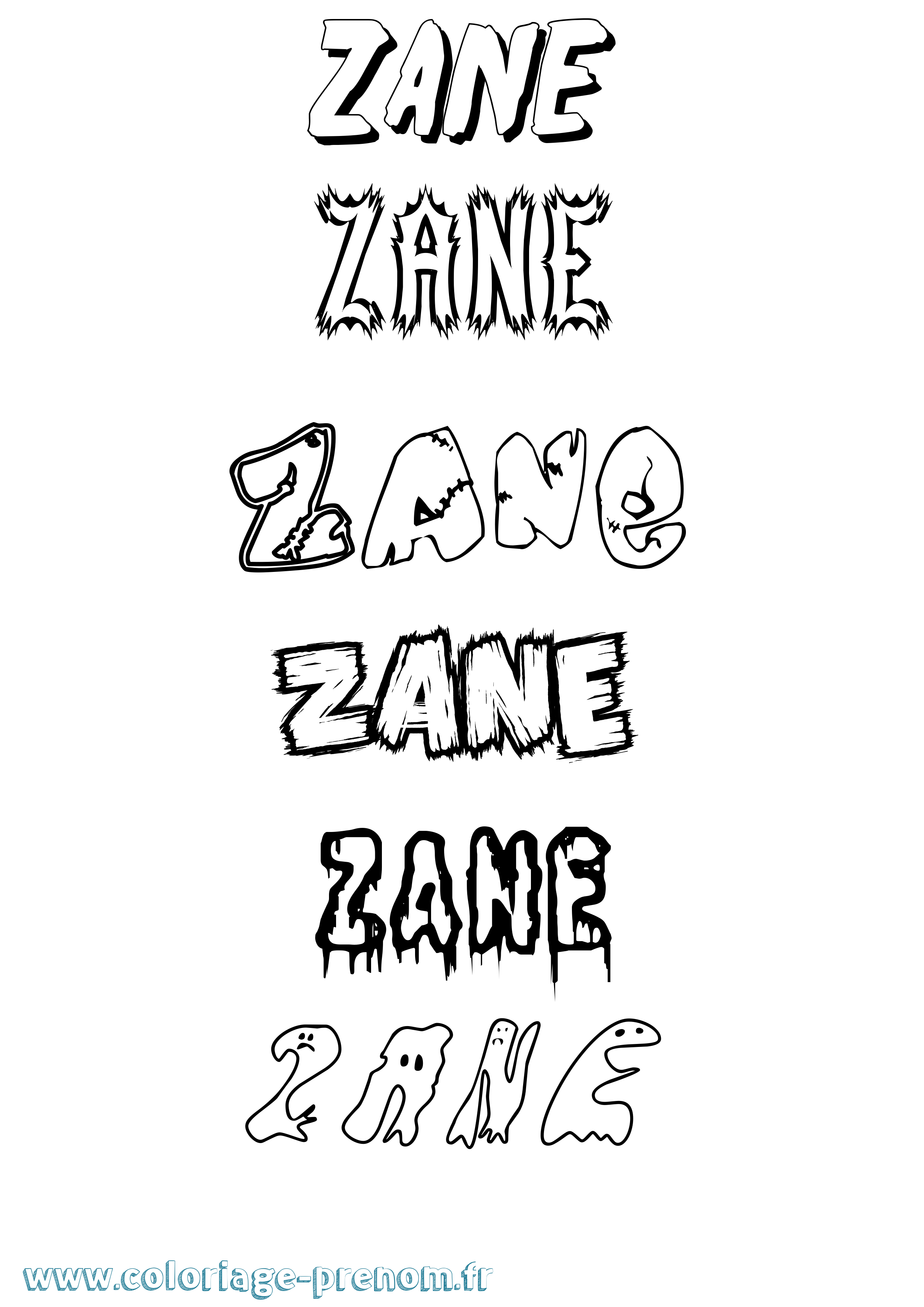 Coloriage prénom Zane Frisson
