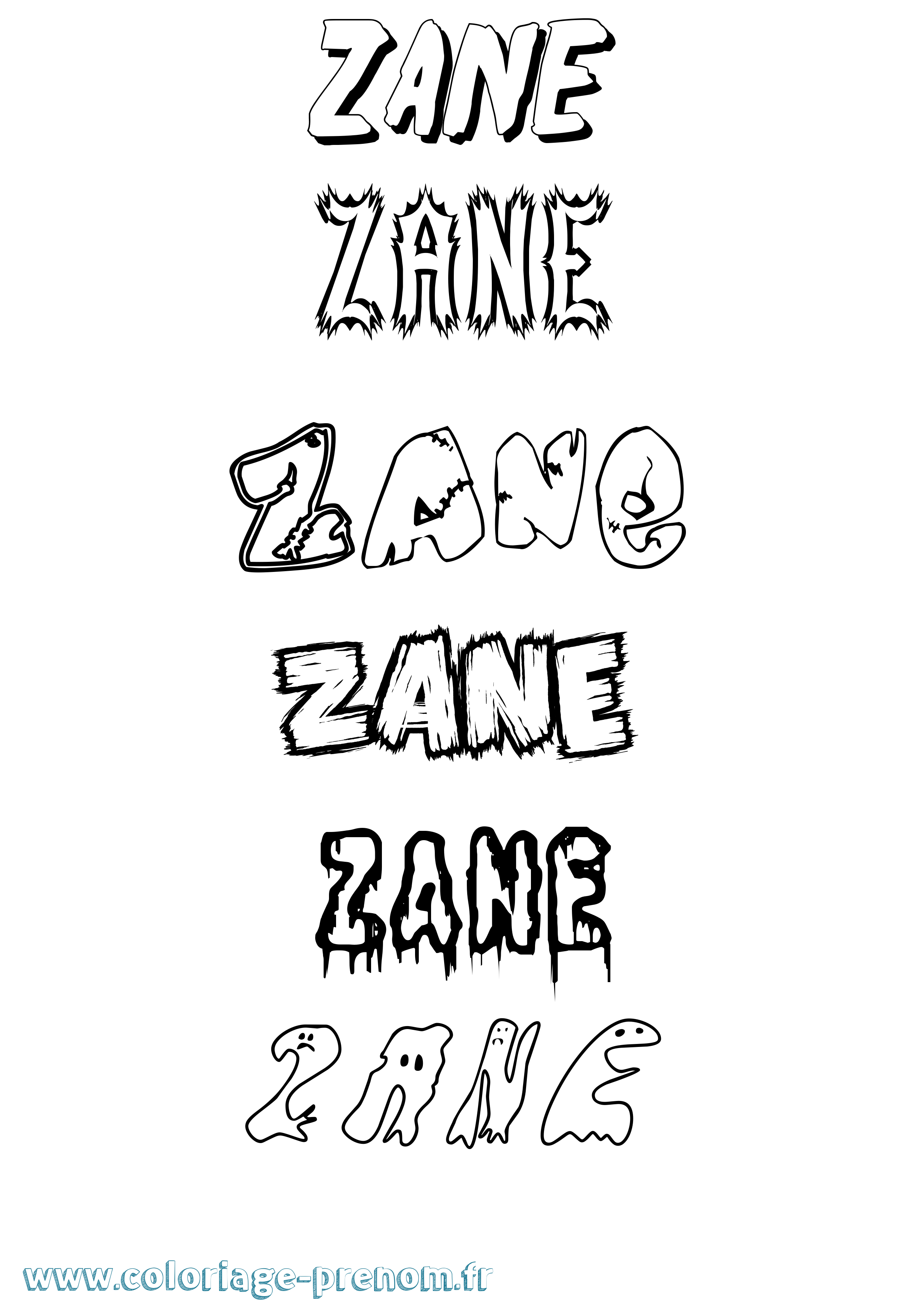Coloriage Zane Frisson Coloriage prénom Zane Frisson