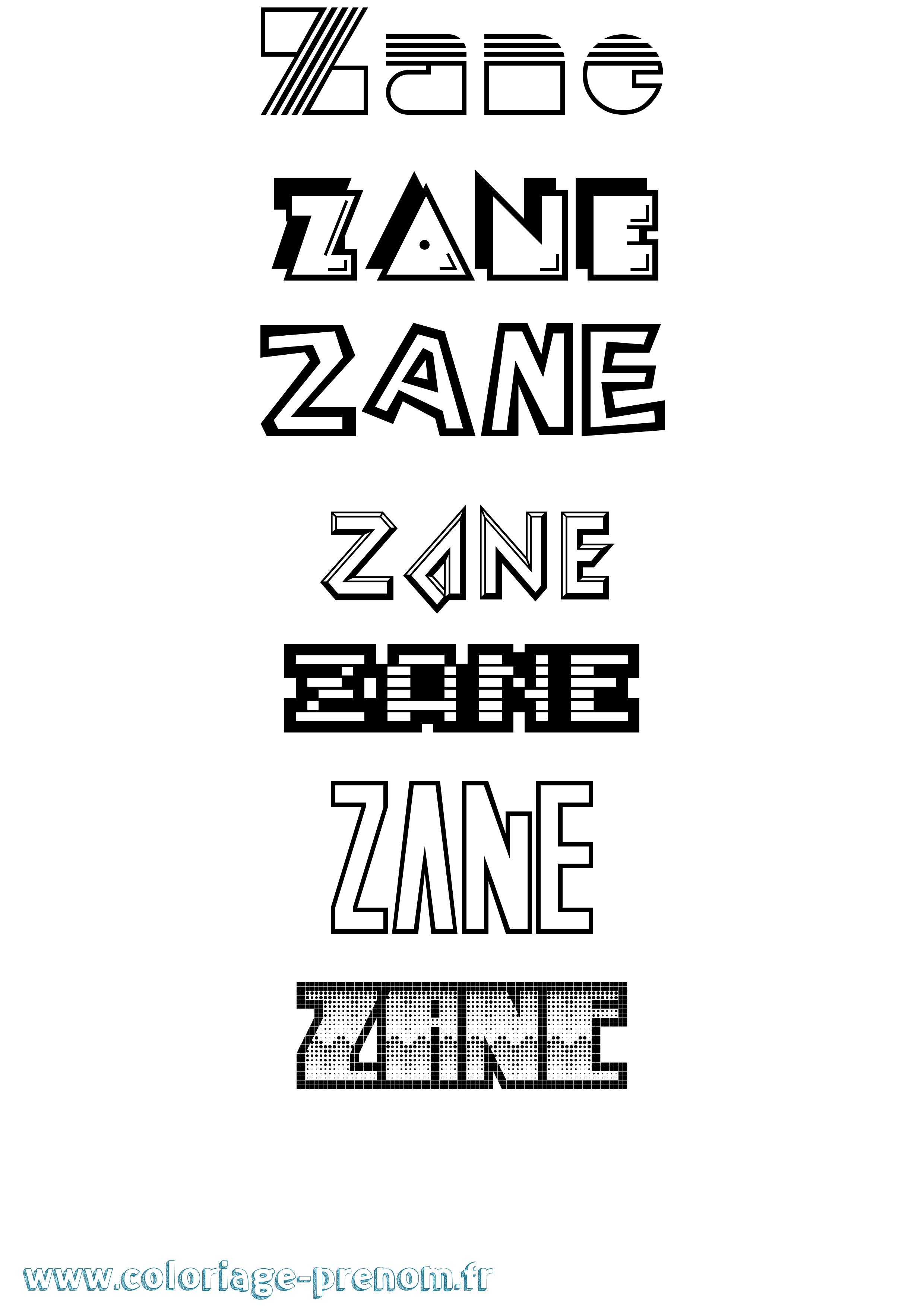 Coloriage Zane Jeux Vidéos Coloriage prénom Zane Jeux Vidéos