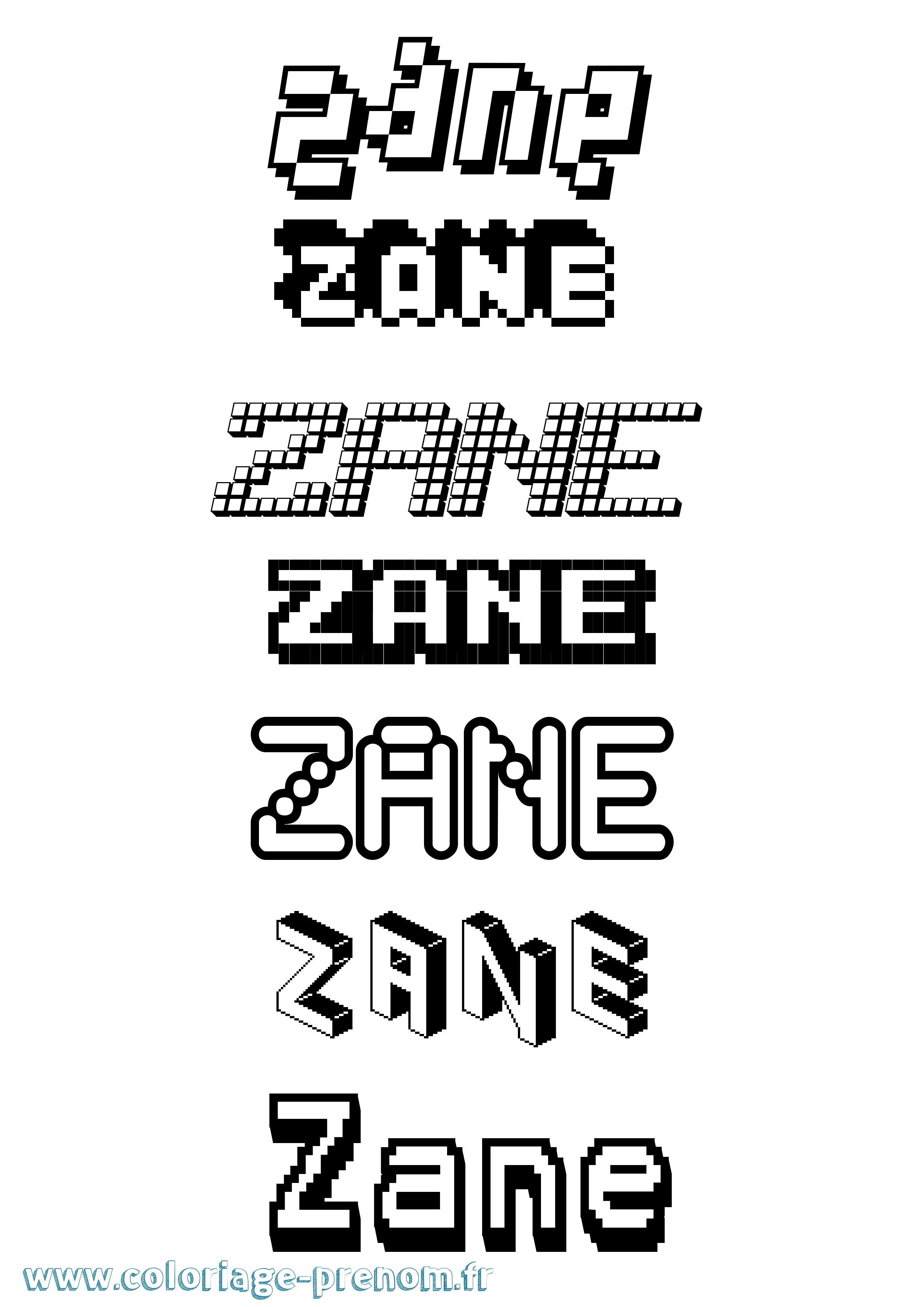 Coloriage Zane Pixel Coloriage prénom Zane Pixel